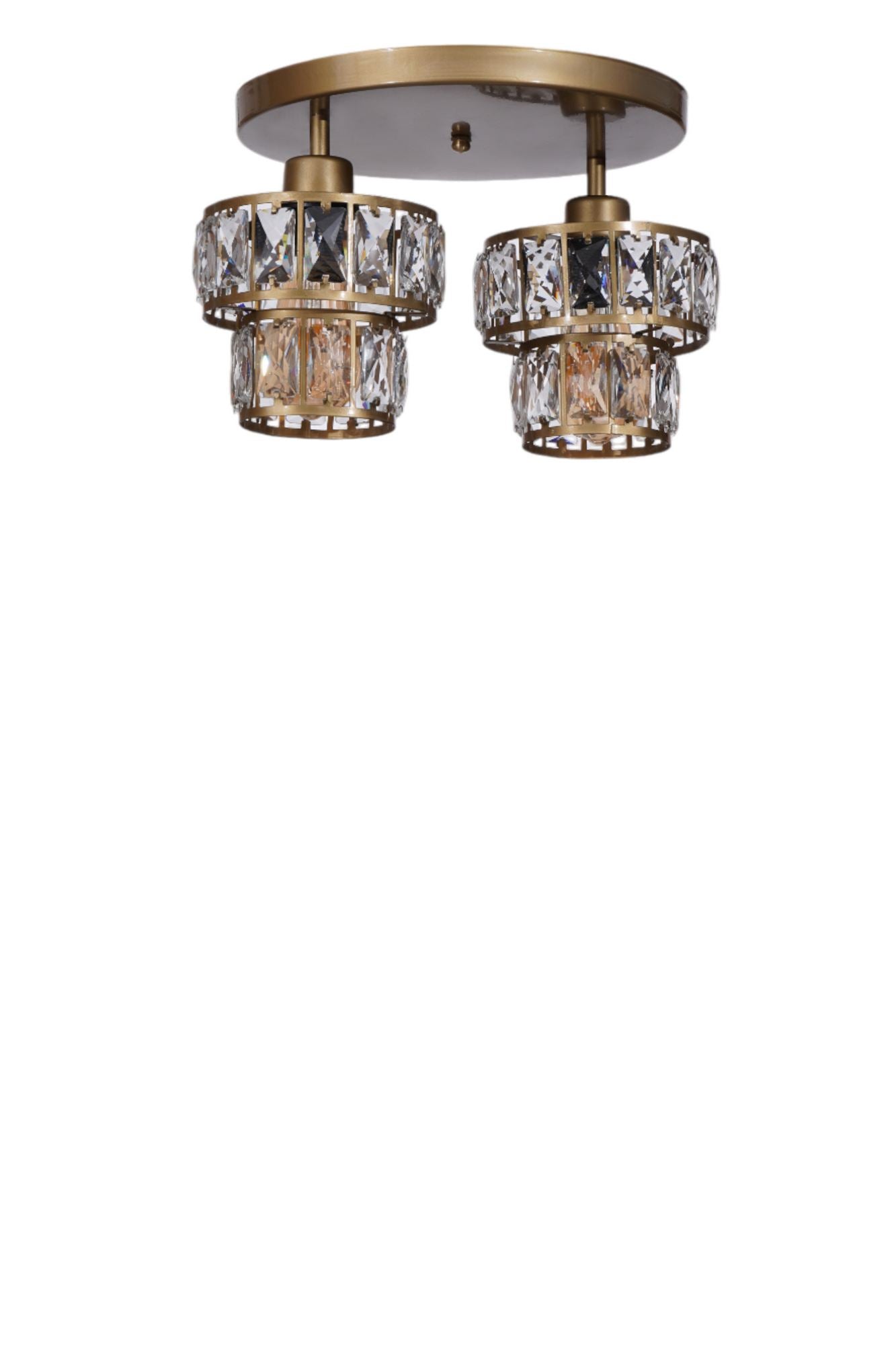 Candeeiro de Teto – 23 cm – Dourado – Metal e Vidro