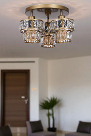 Candeeiro de Teto – 23 cm – Dourado – Metal e vidro