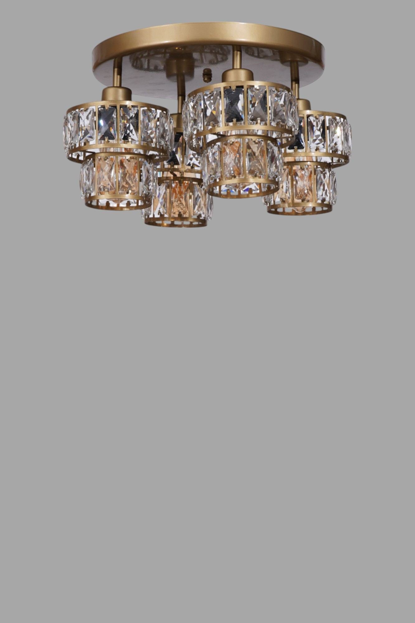 Candeeiro de Teto – 23 cm – Dourado – Metal e Vidro