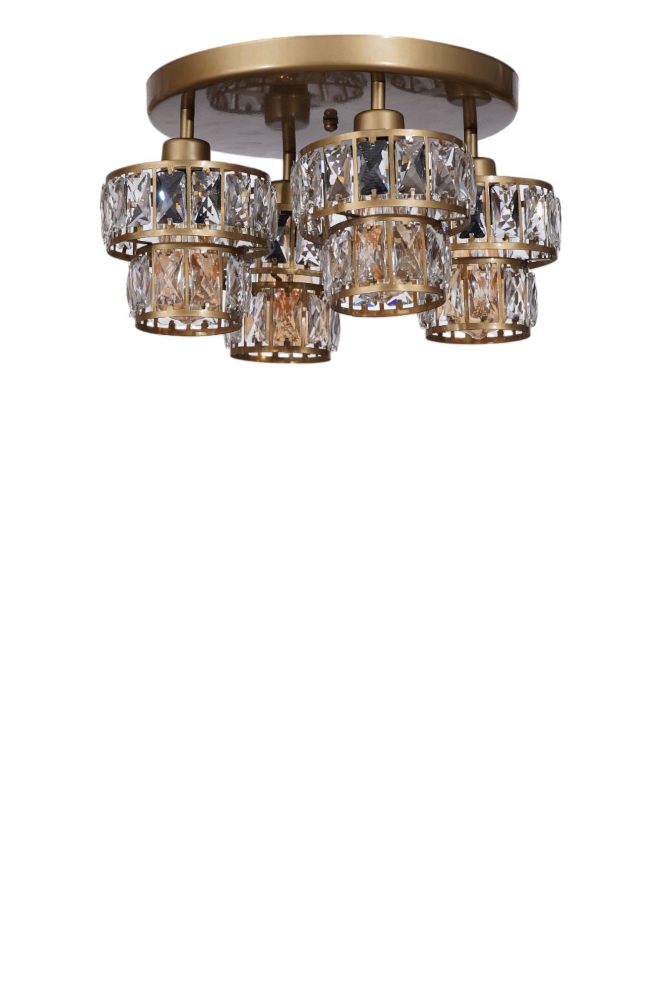 Candeeiro de Teto – 23 cm – Dourado – Metal e Vidro