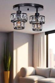 Candeeiro de Teto – Ø17 h:14 cm – Preto – Metal e Vidro