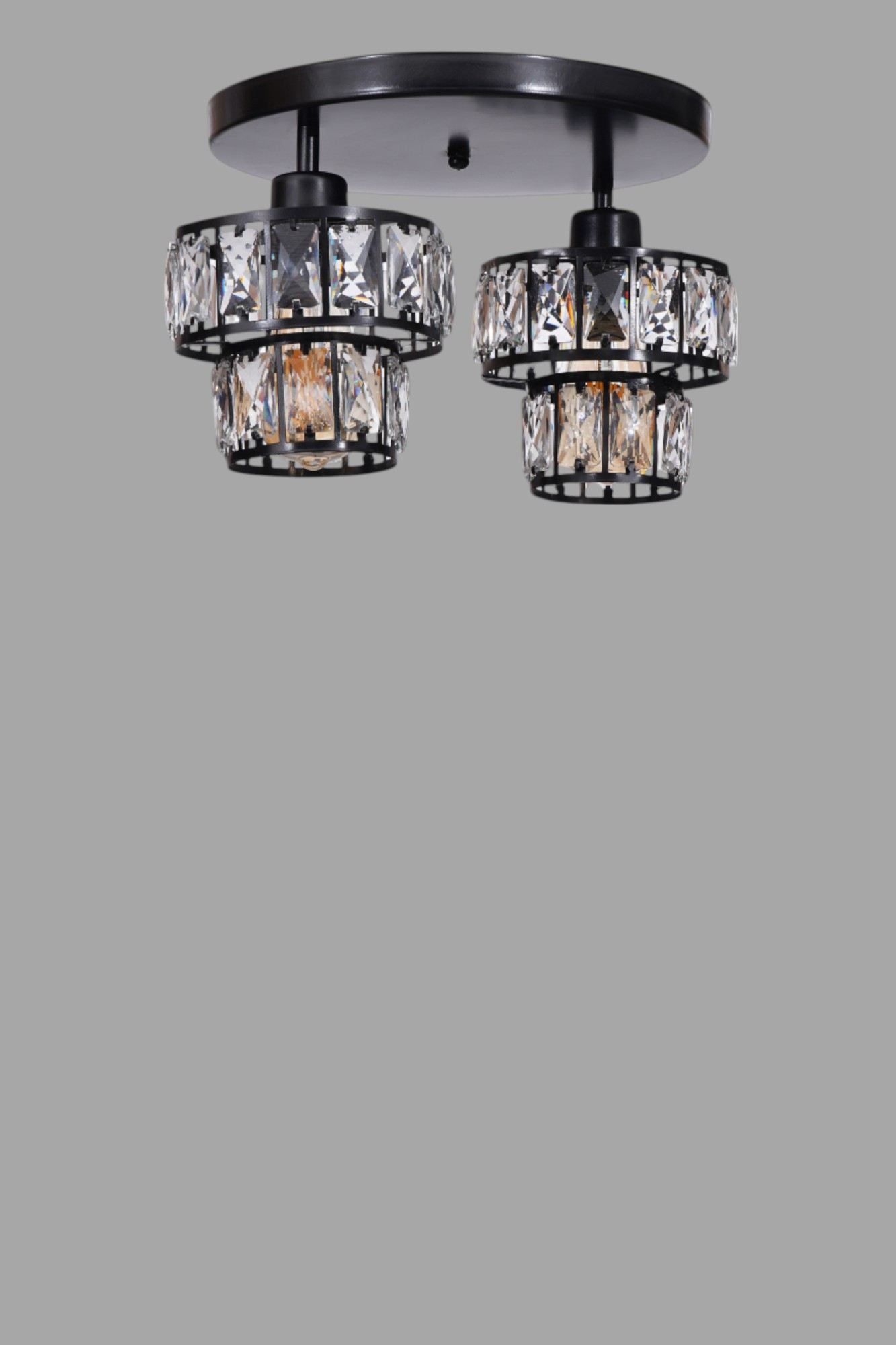 Candeeiro de Teto – Ø17 h:14 cm – Preto – Metal e Vidro