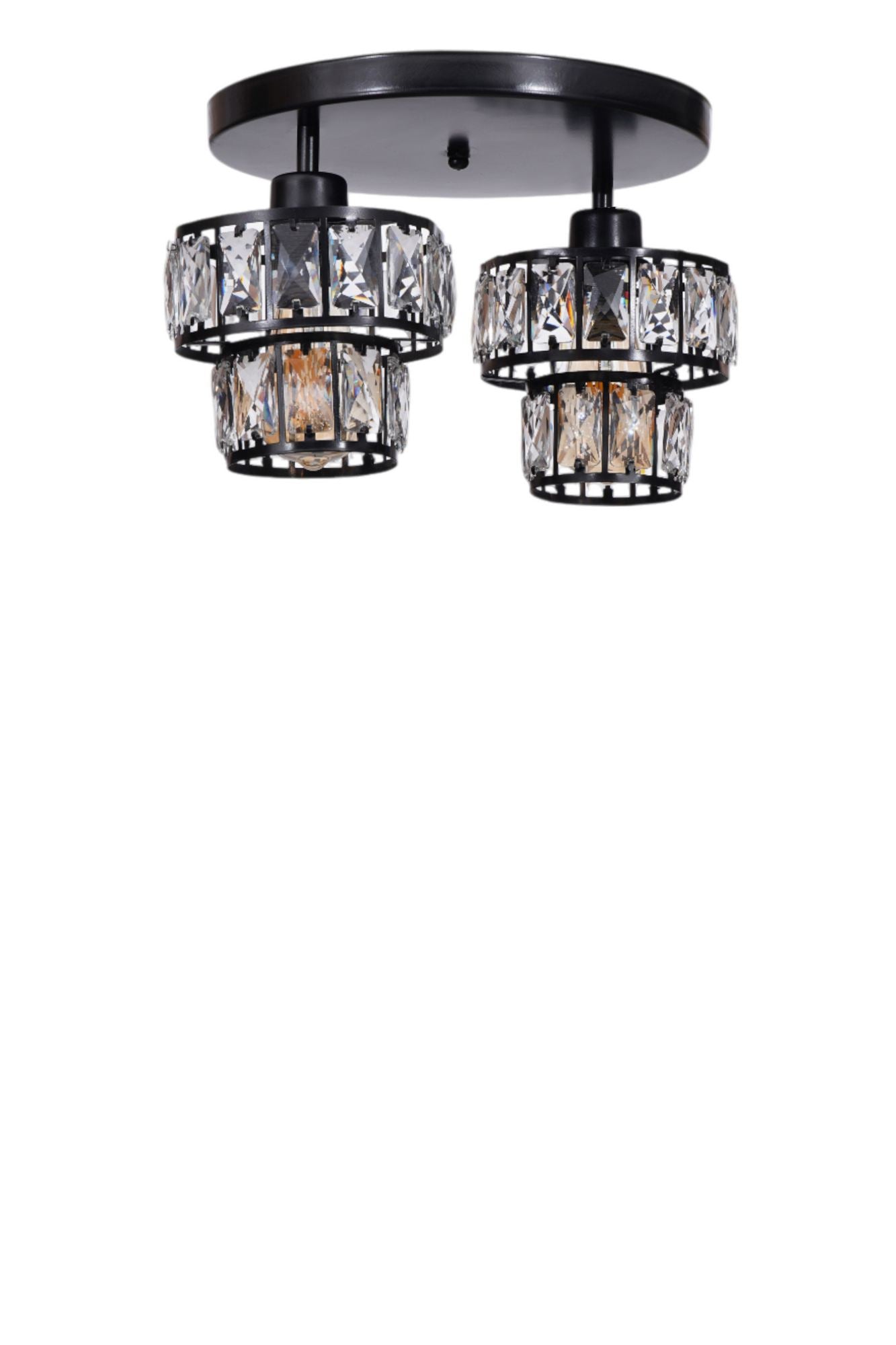 Candeeiro de Teto – Ø17 h:14 cm – Preto – Metal e Vidro