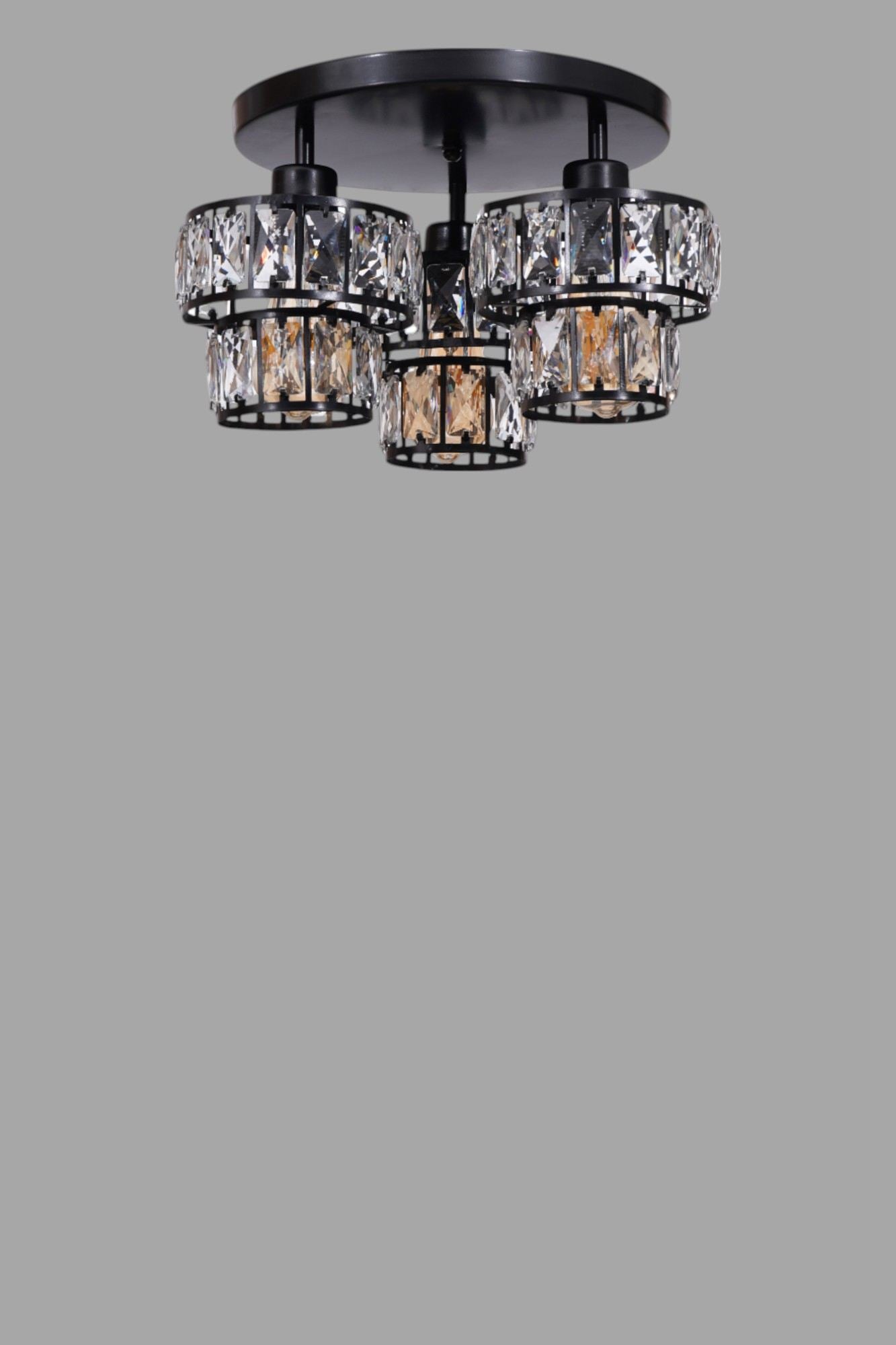 Candeeiro de Teto – Ø17 cm – Preto – Metal e Vidro