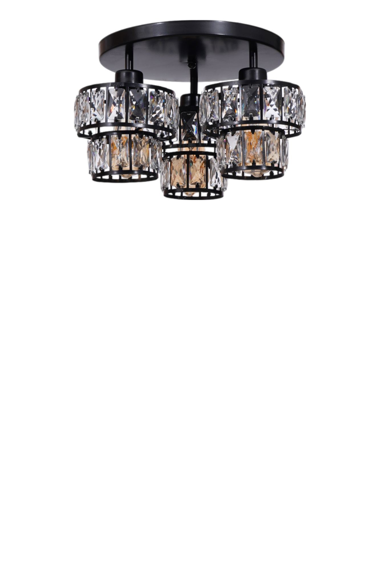 Candeeiro de Teto – Ø17 cm – Preto – Metal e Vidro