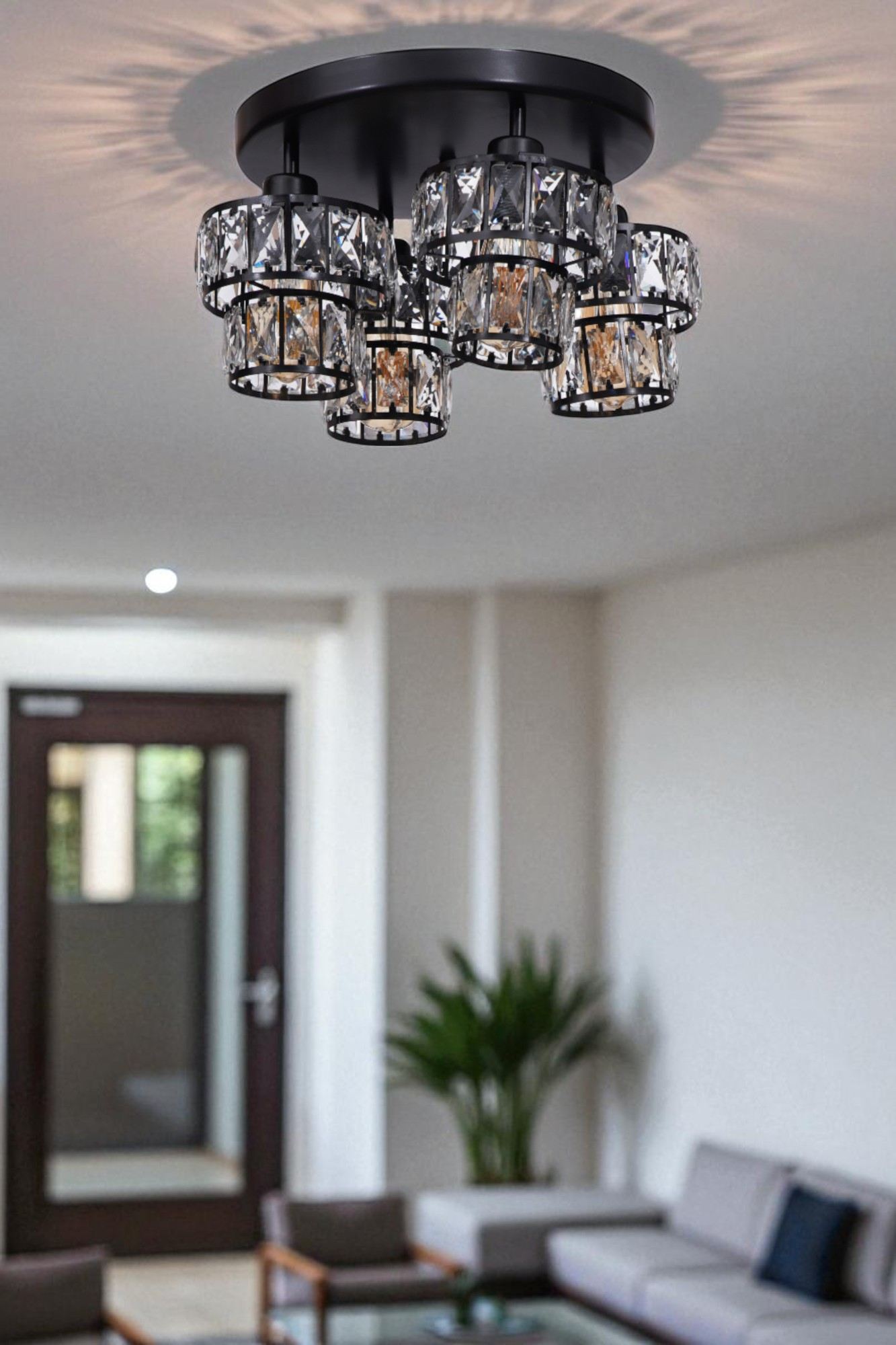 Candeeiro de Teto – 23 cm – Preto – Metal com vidro