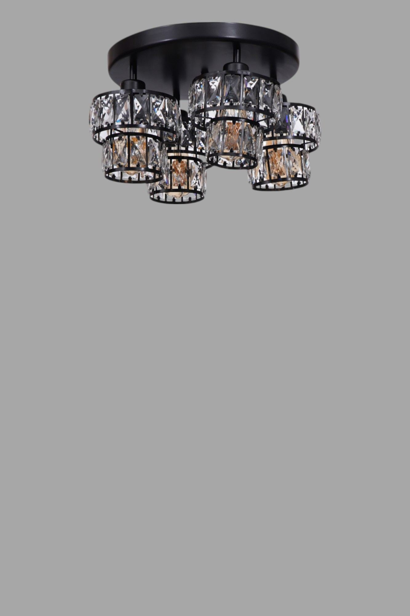 Candeeiro de Teto – 23 cm – Preto – Metal com vidro