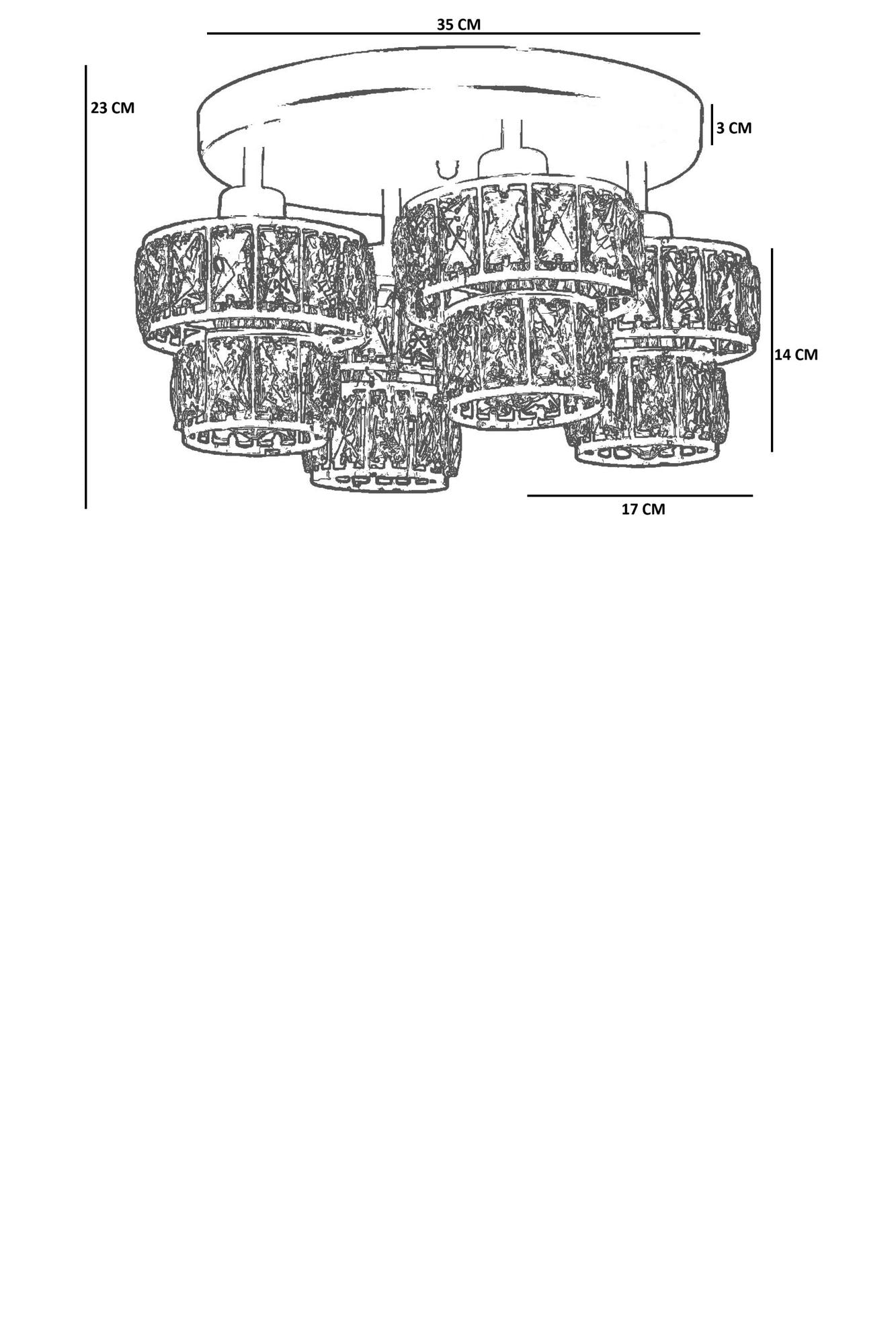 Candeeiro de Teto – 23 cm – Preto – Metal com vidro