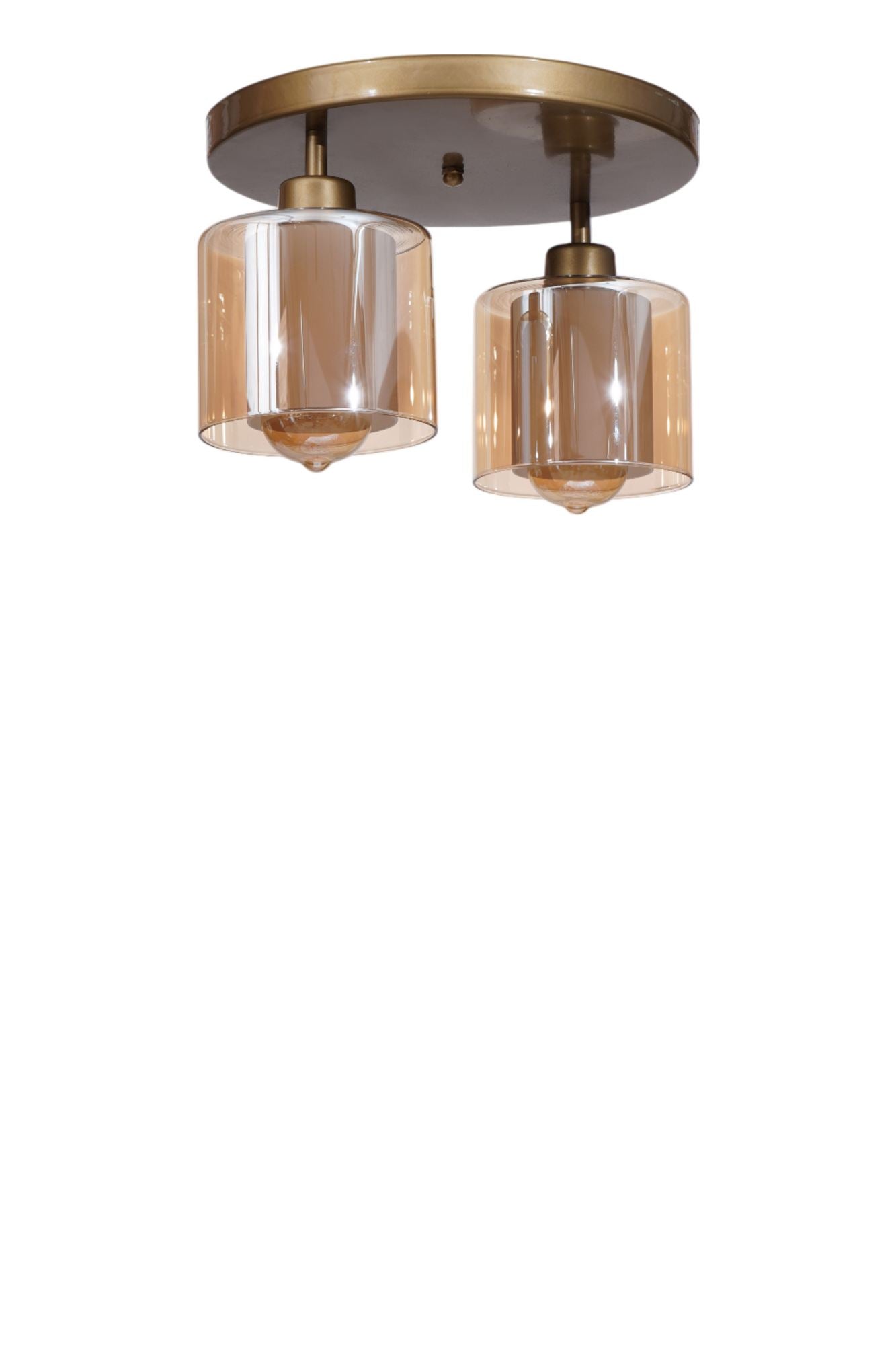 Candeeiro de Teto – 21 cm – Mel e Ouro – Metal com vidro