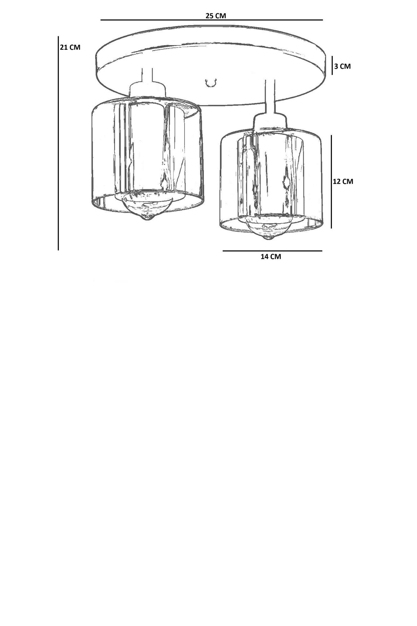 Candeeiro de Teto – 21 cm – Mel e Ouro – Metal com vidro
