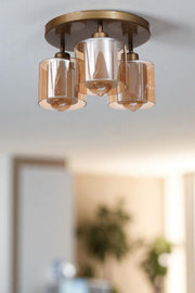 Candeeiro de Teto – Ø14 h:12 cm – Mel e Ouro – Metal e Vidro