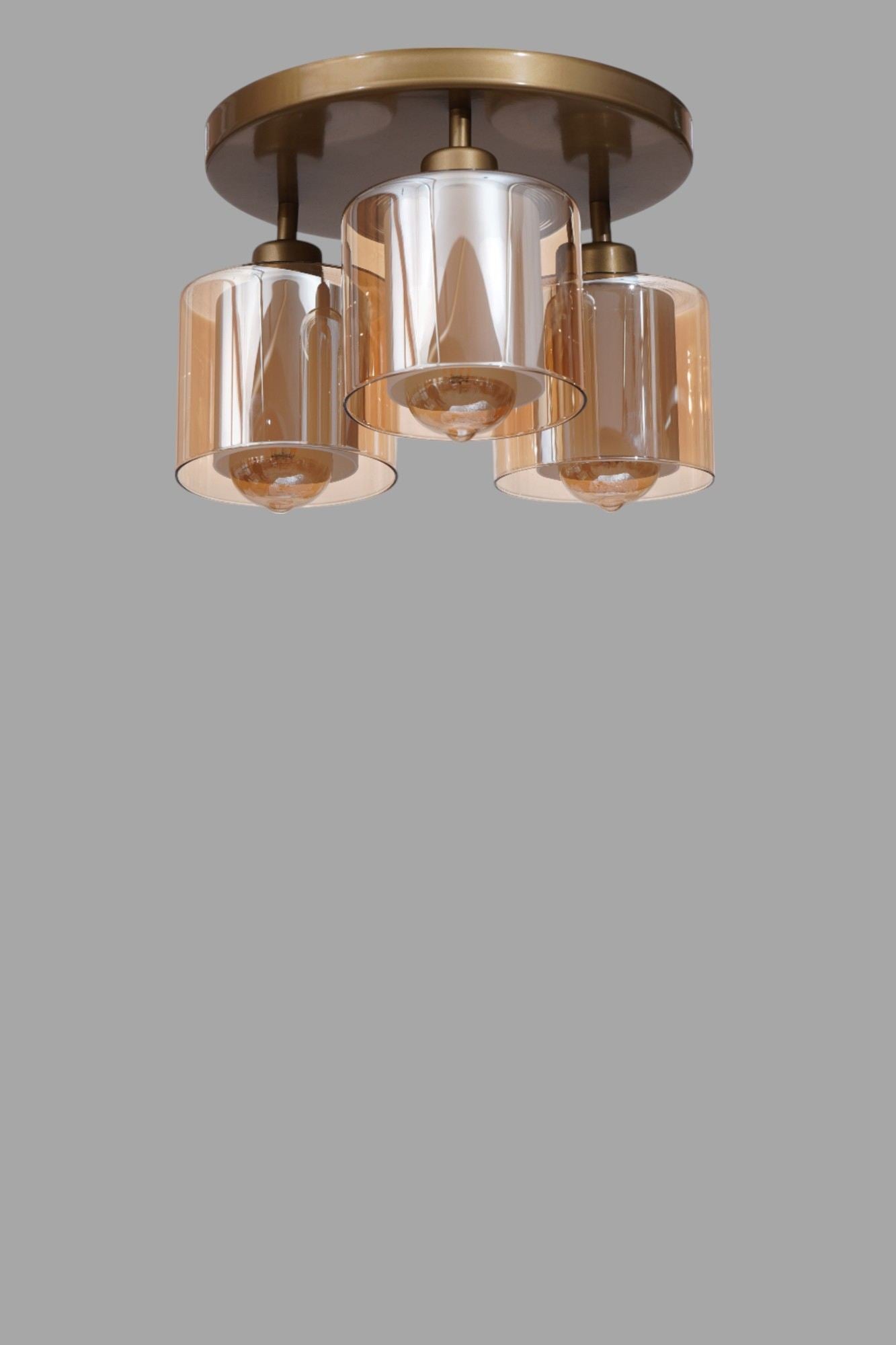 Candeeiro de Teto – Ø14 h:12 cm – Mel e Ouro – Metal e Vidro