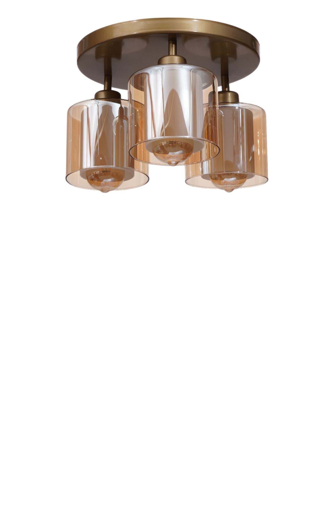 Candeeiro de Teto – Ø14 h:12 cm – Mel e Ouro – Metal e Vidro