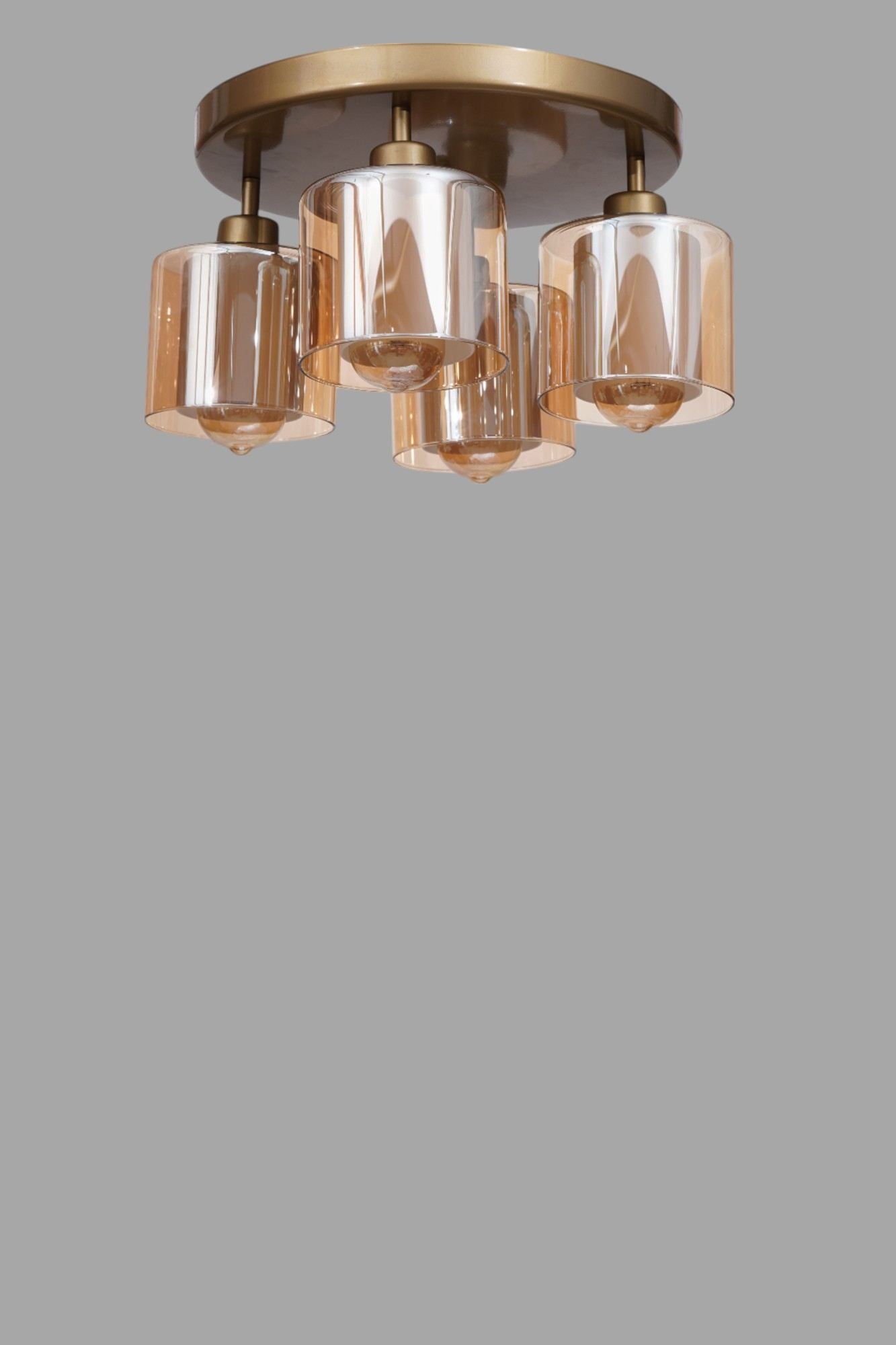 Candeeiro de Teto – Ø14 h:12 cm – Mel e Ouro – Metal e Vidro