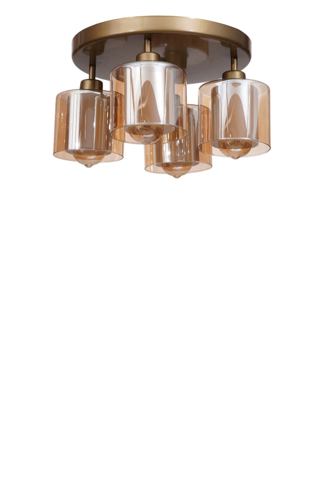 Candeeiro de Teto – Ø14 h:12 cm – Mel e Ouro – Metal e Vidro