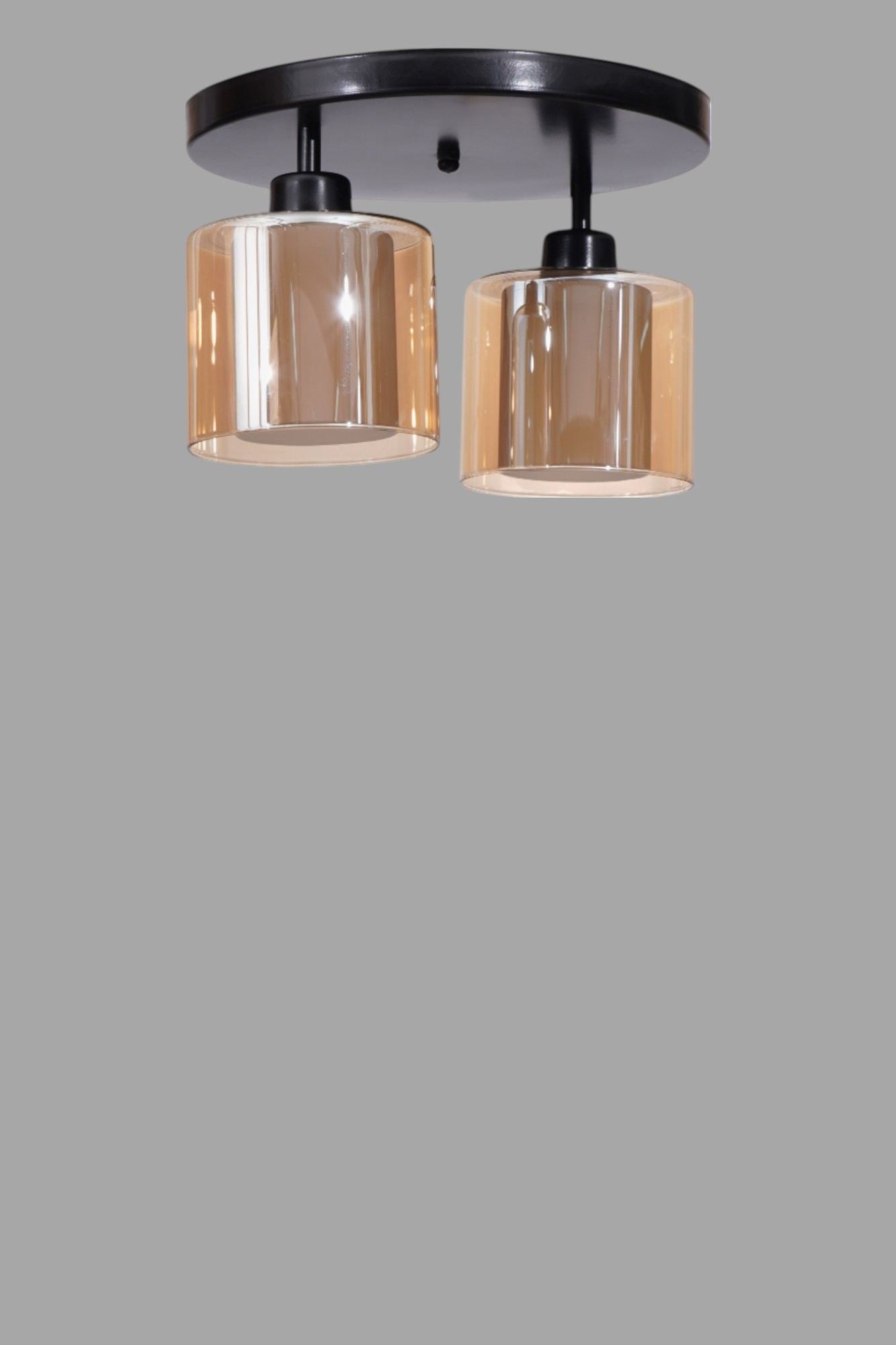 Candeeiro de Teto – 21 cm – Mel e Preto – Metal e Vidro