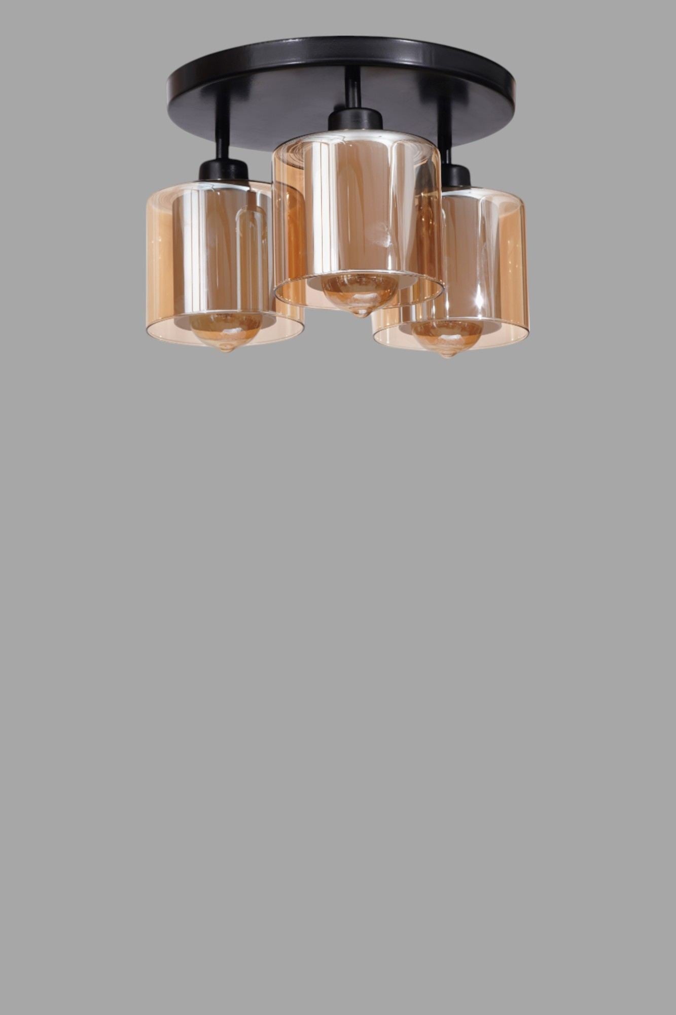 Candeeiro de Teto – Ø14 h:12 cm – Mel e Preto – Metal e Vidro