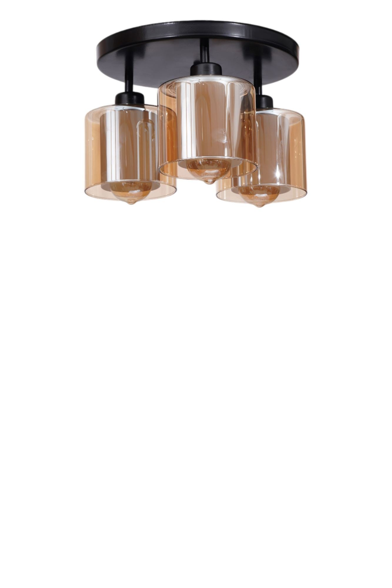 Candeeiro de Teto – Ø14 h:12 cm – Mel e Preto – Metal e Vidro