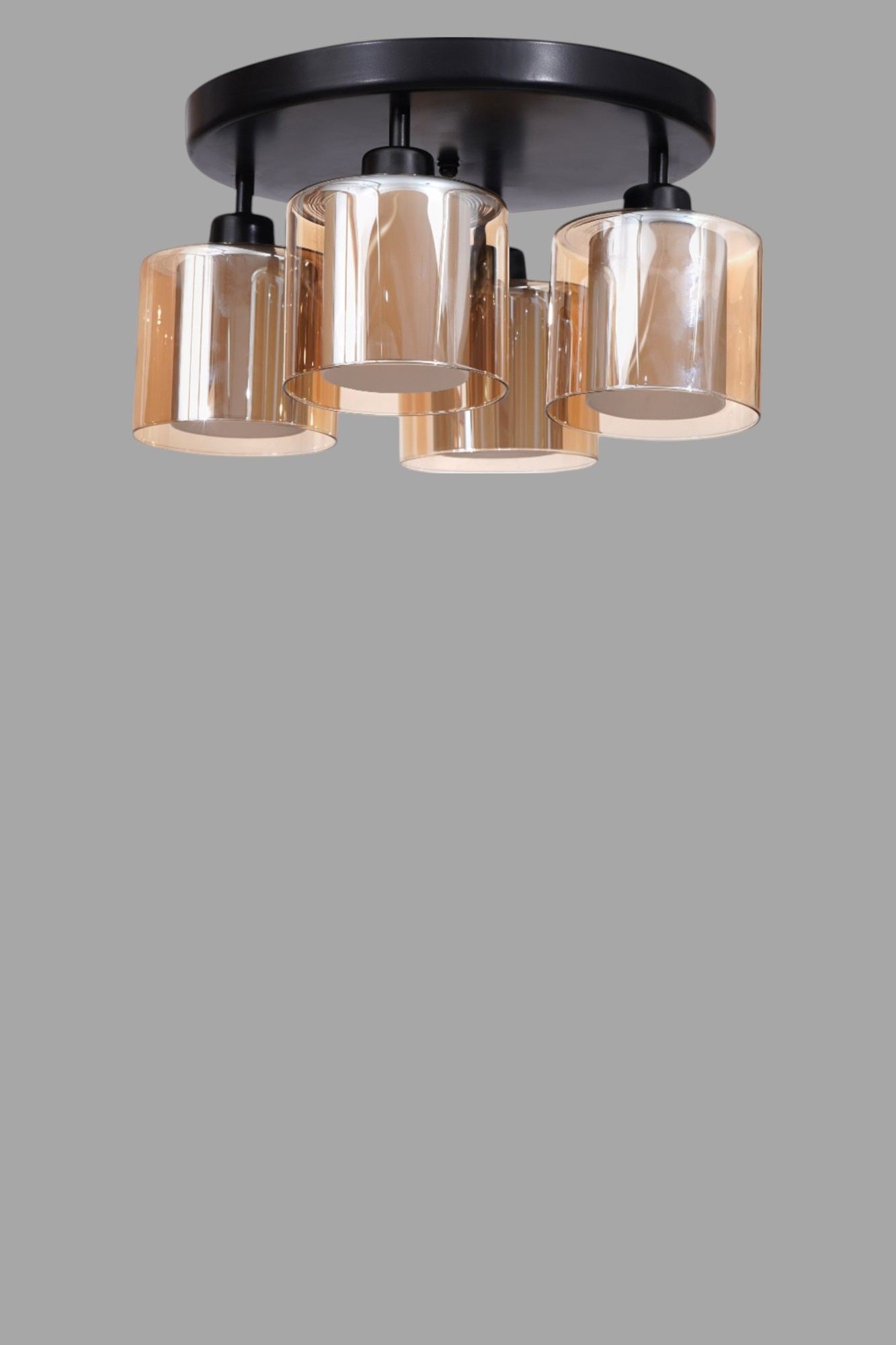 Candeeiro de Teto – Ø14 h:12 cm – Mel e Preto – Metal e Vidro