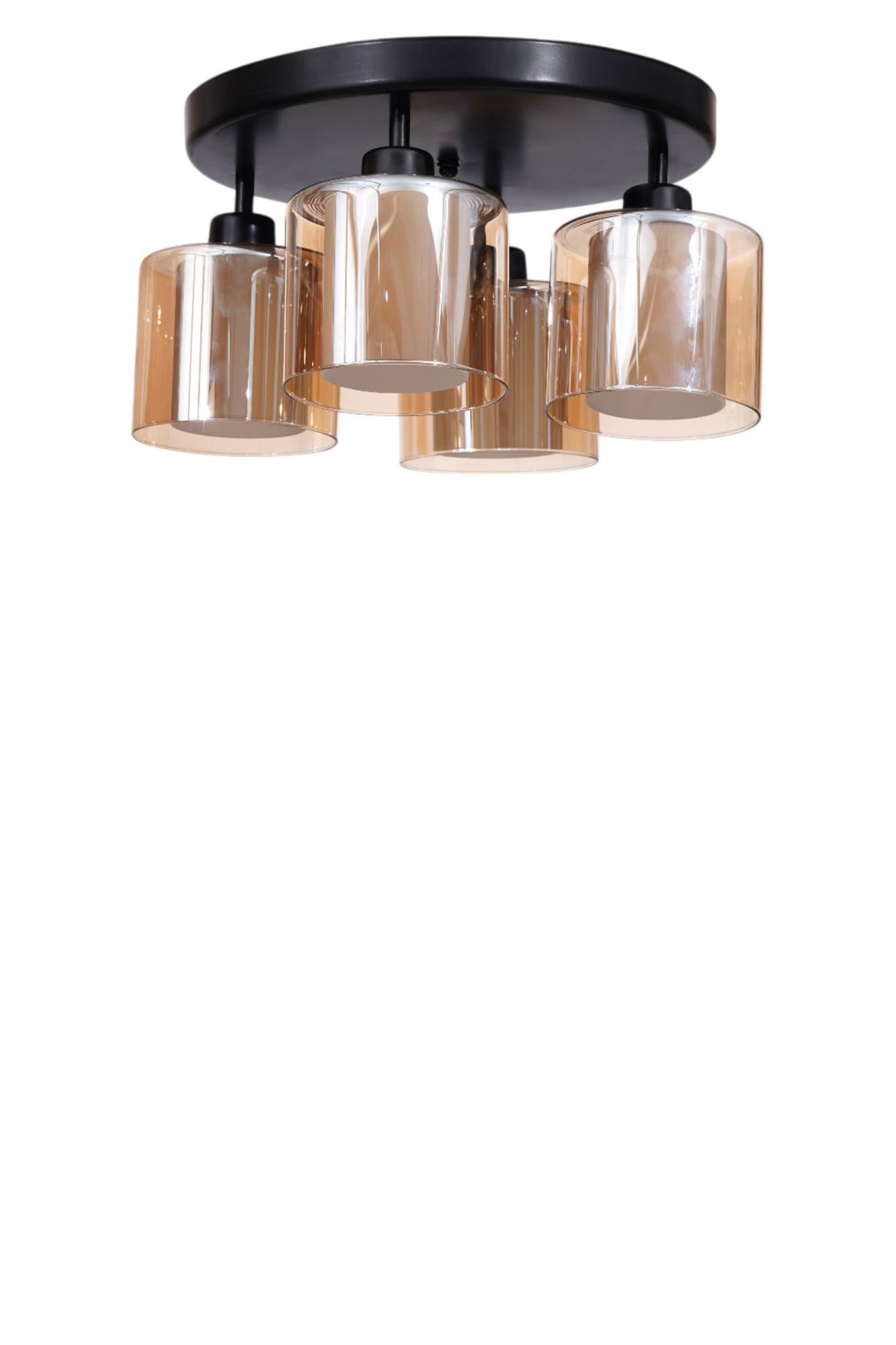 Candeeiro de Teto – Ø14 h:12 cm – Mel e Preto – Metal e Vidro