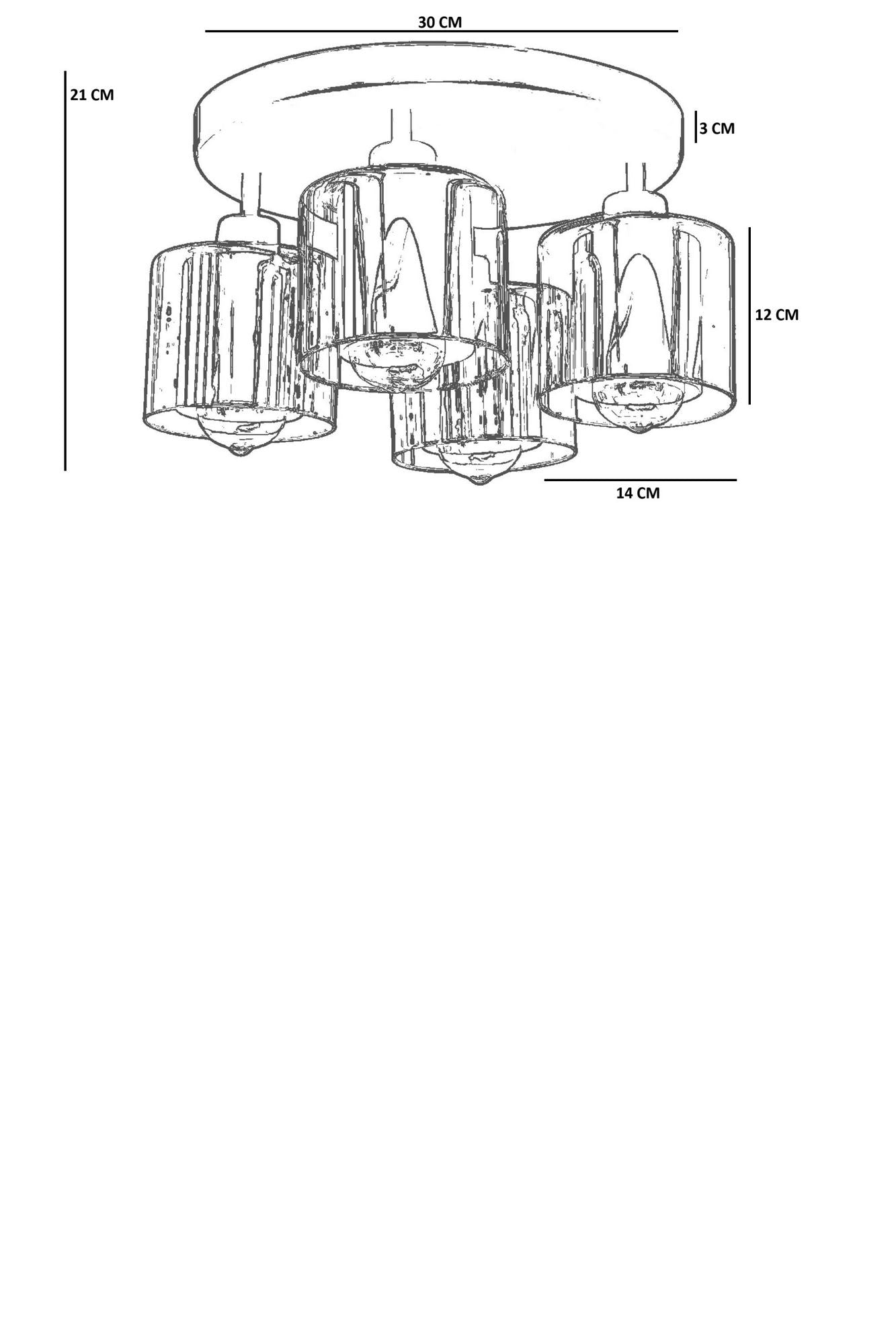 Candeeiro de Teto – Ø14 h:12 cm – Mel e Preto – Metal e Vidro