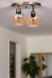 Candeeiro de Teto – 21 cm – Mel e Ouro – Metal e Vidro
