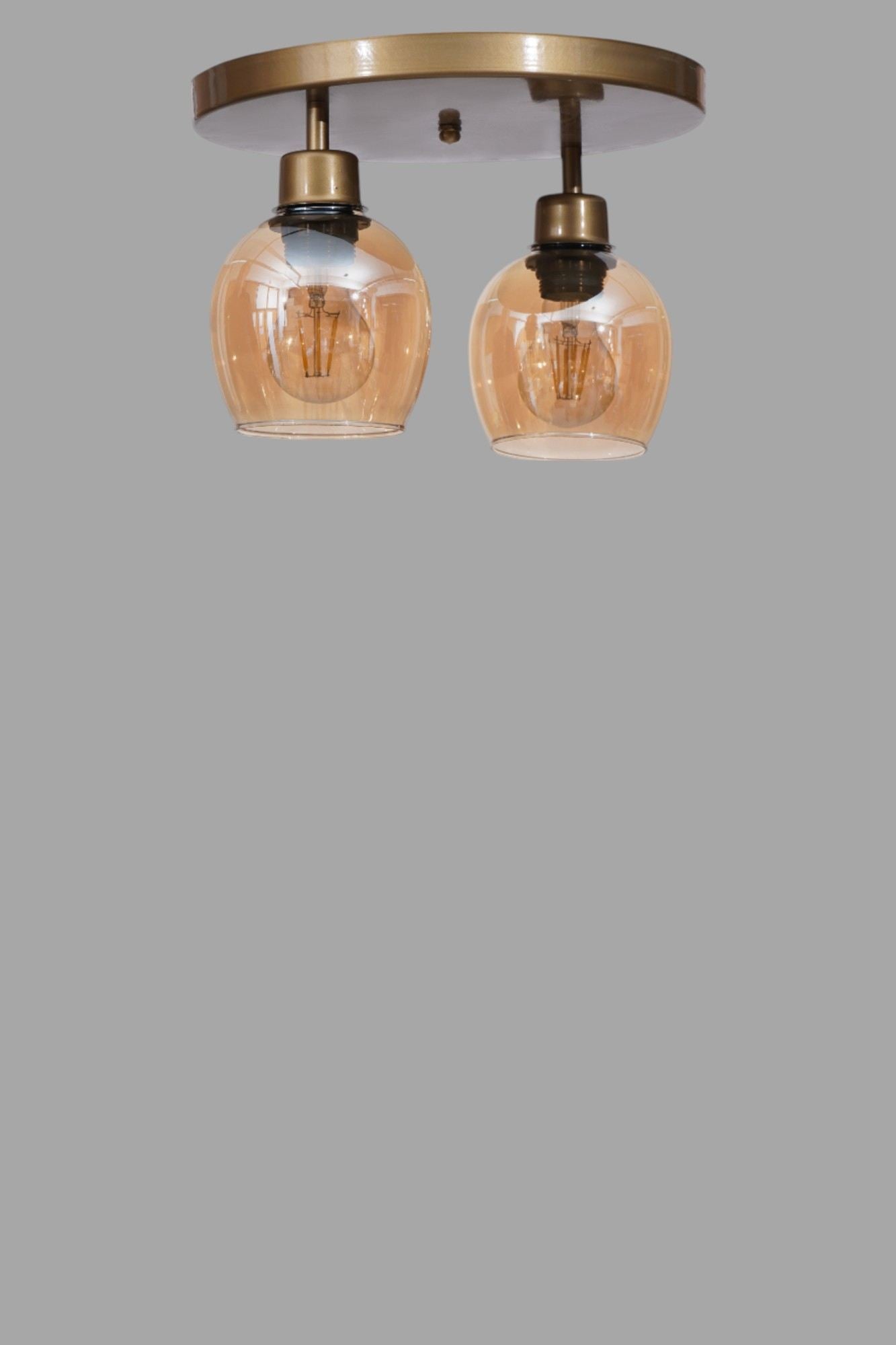 Candeeiro de Teto – 21 cm – Mel e Ouro – Metal e Vidro