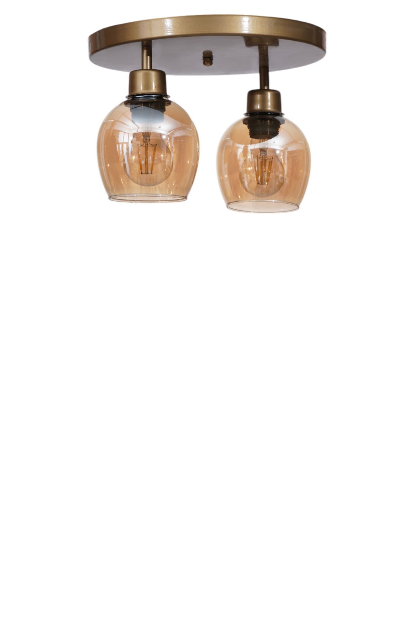 Candeeiro de Teto – 21 cm – Mel e Ouro – Metal e Vidro