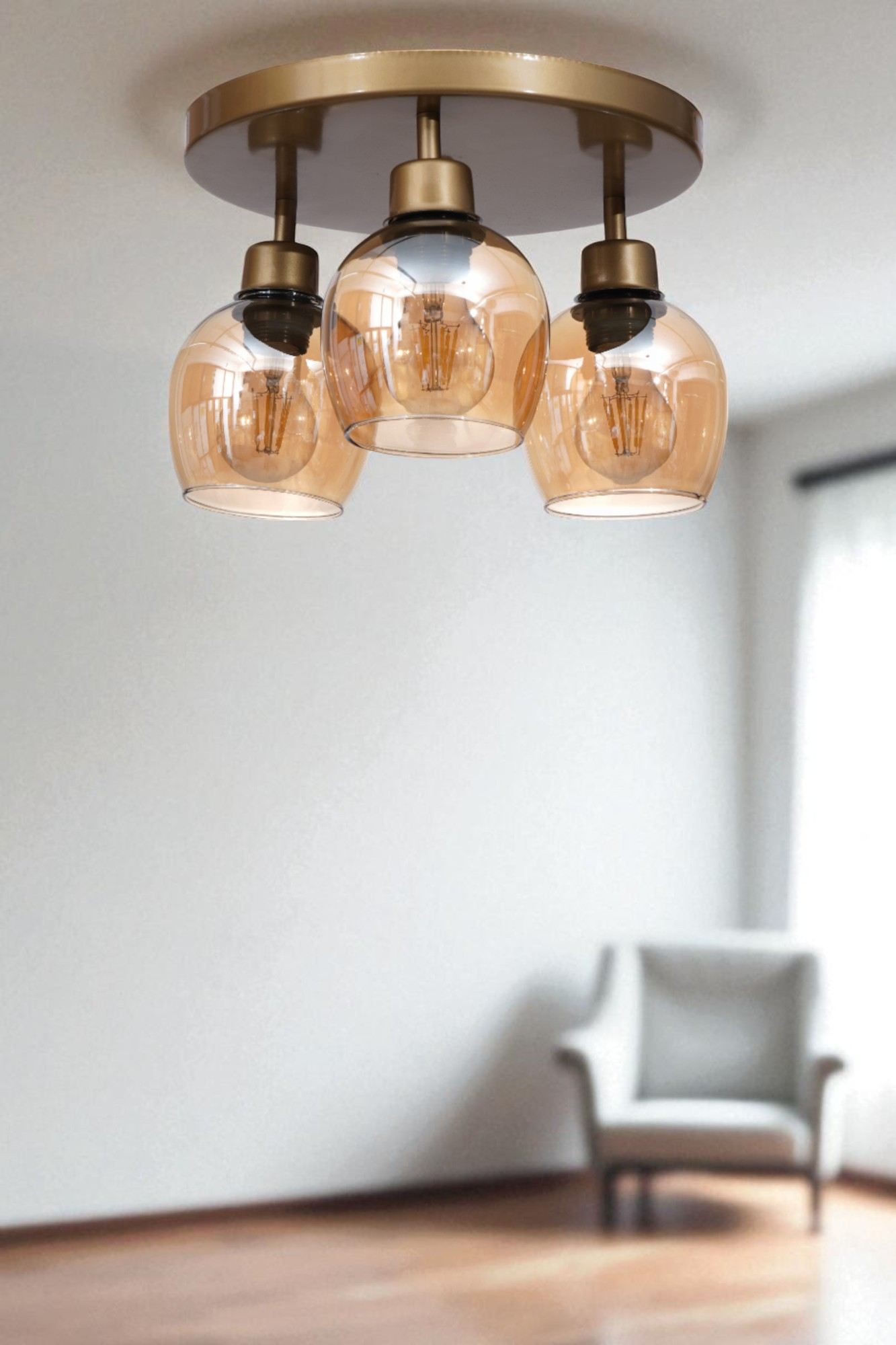 Candeeiro de Teto – 21 cm – Mel e Ouro – Metal