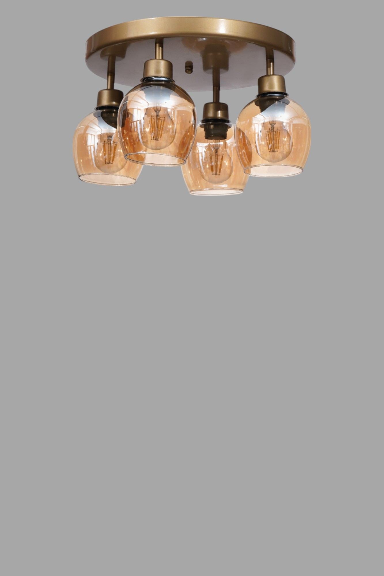 Candeeiro de Teto – Ø12 h:13 cm – Mel e Ouro – Metal e Vidro