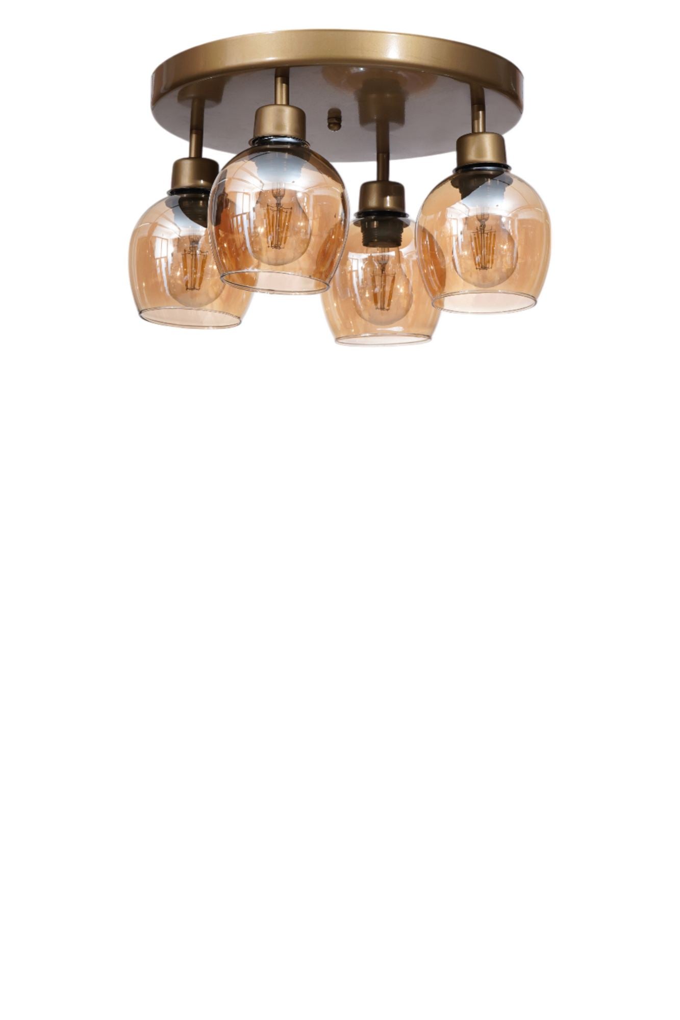 Candeeiro de Teto – Ø12 h:13 cm – Mel e Ouro – Metal e Vidro