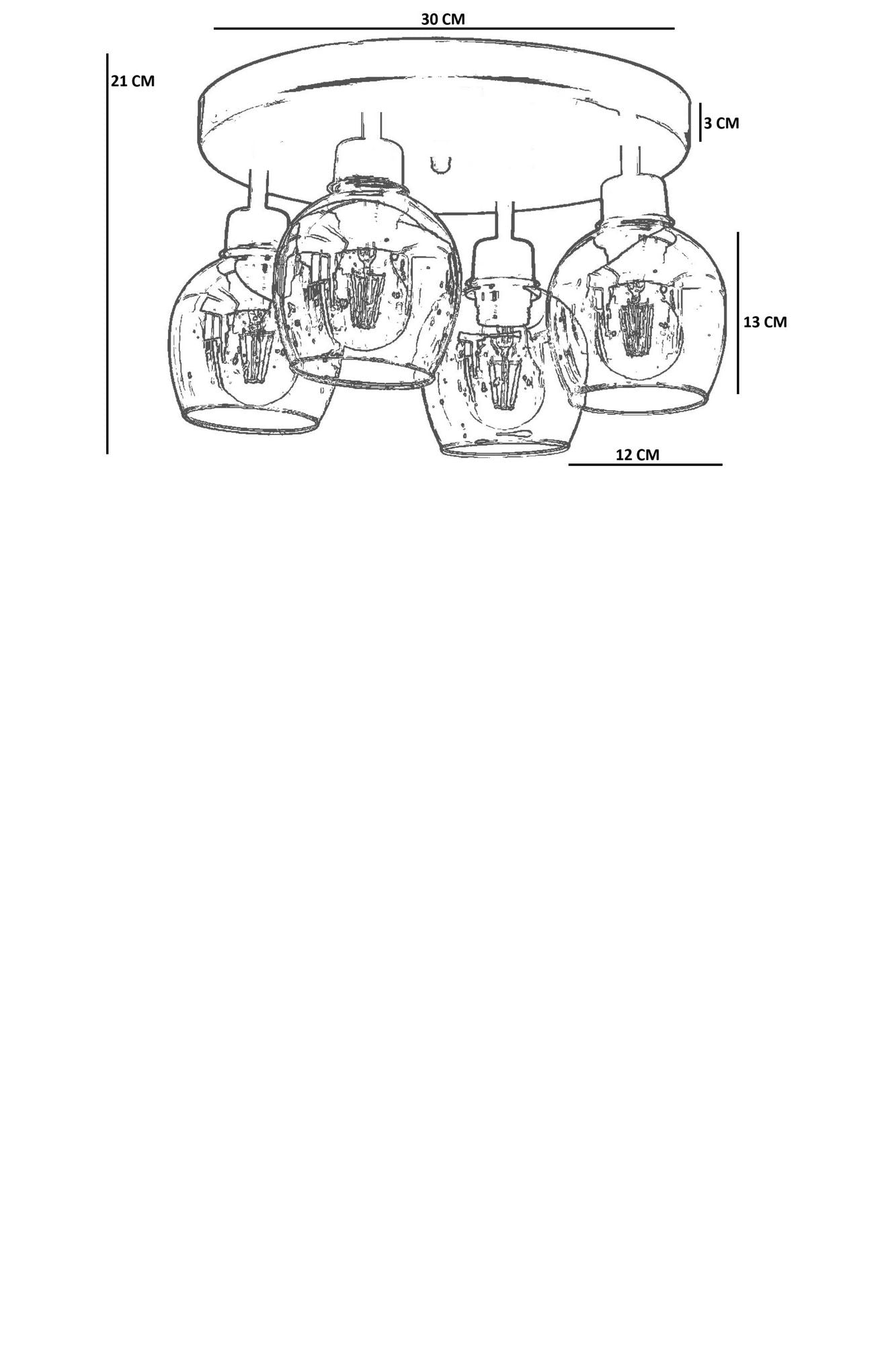 Candeeiro de Teto – Ø12 h:13 cm – Mel e Ouro – Metal e Vidro