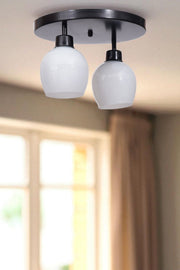 Candeeiro de Teto – 21 cm – Branco e Preto – Metal e Vidro