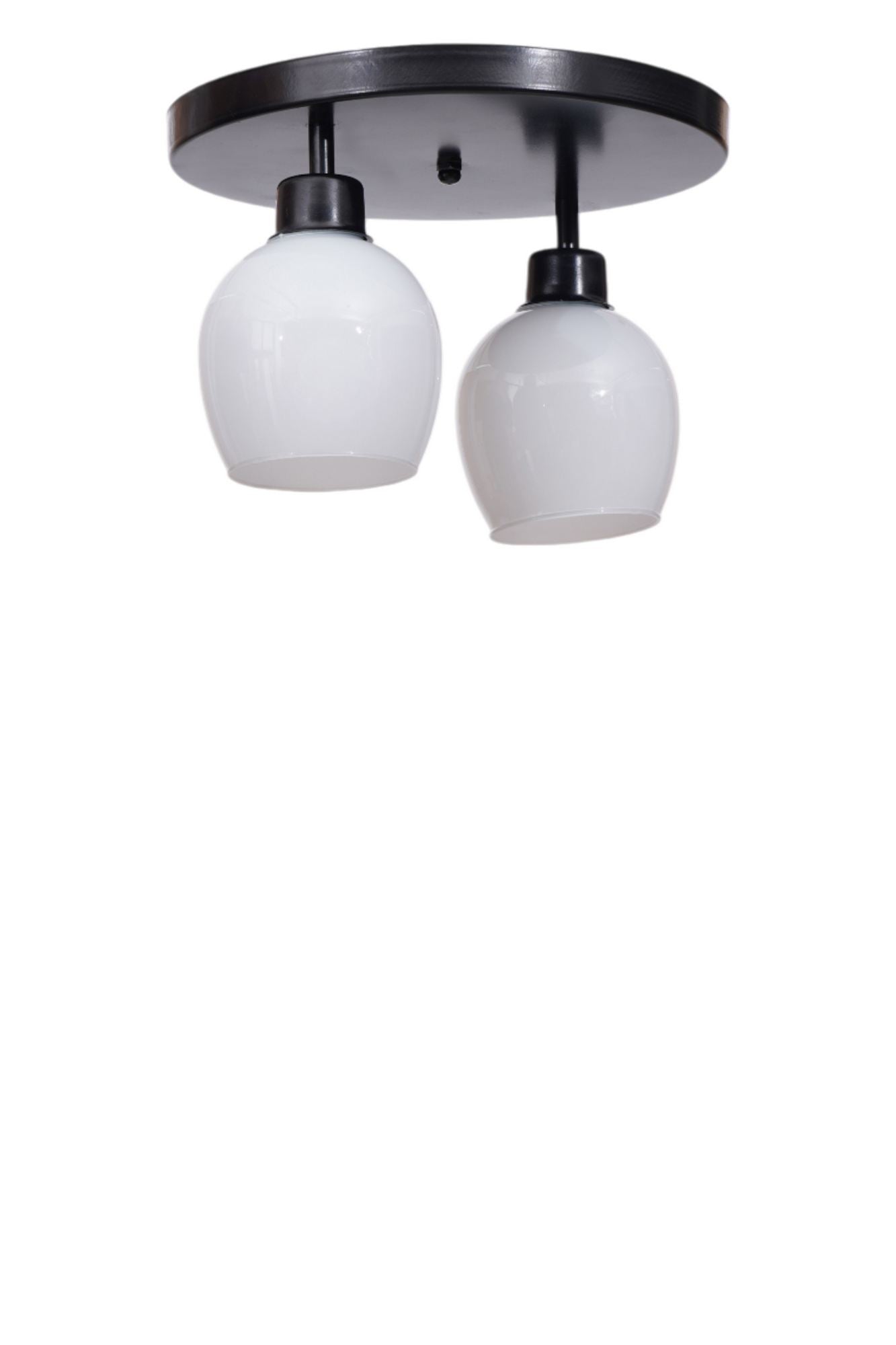 Candeeiro de Teto – 21 cm – Branco e Preto – Metal e Vidro