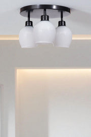 Candeeiro de Teto – 21 cm – Branco e Preto – Metal e Vidro