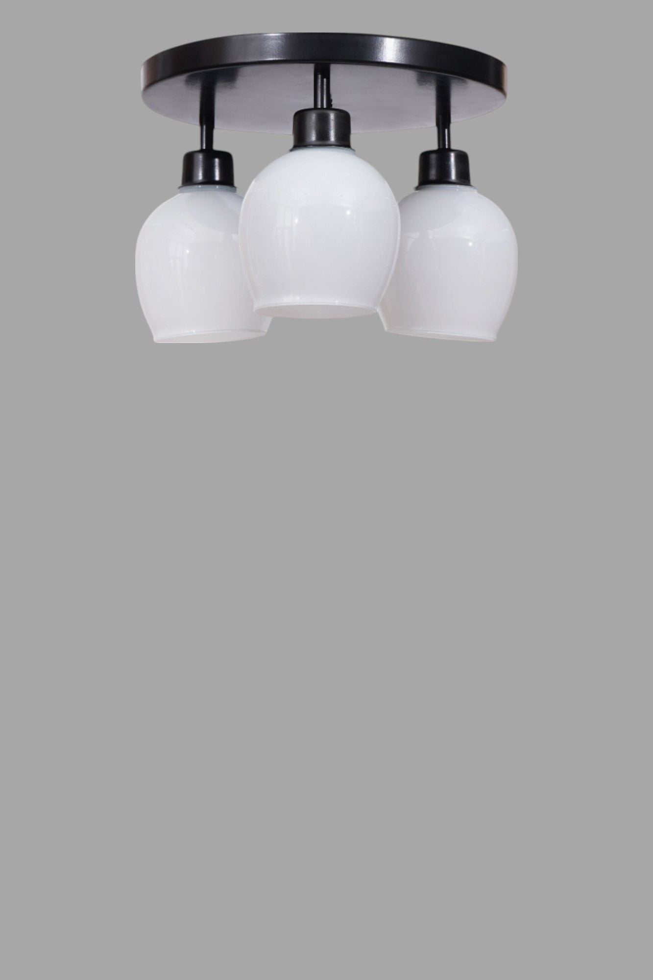 Candeeiro de Teto – 21 cm – Branco e Preto – Metal e Vidro