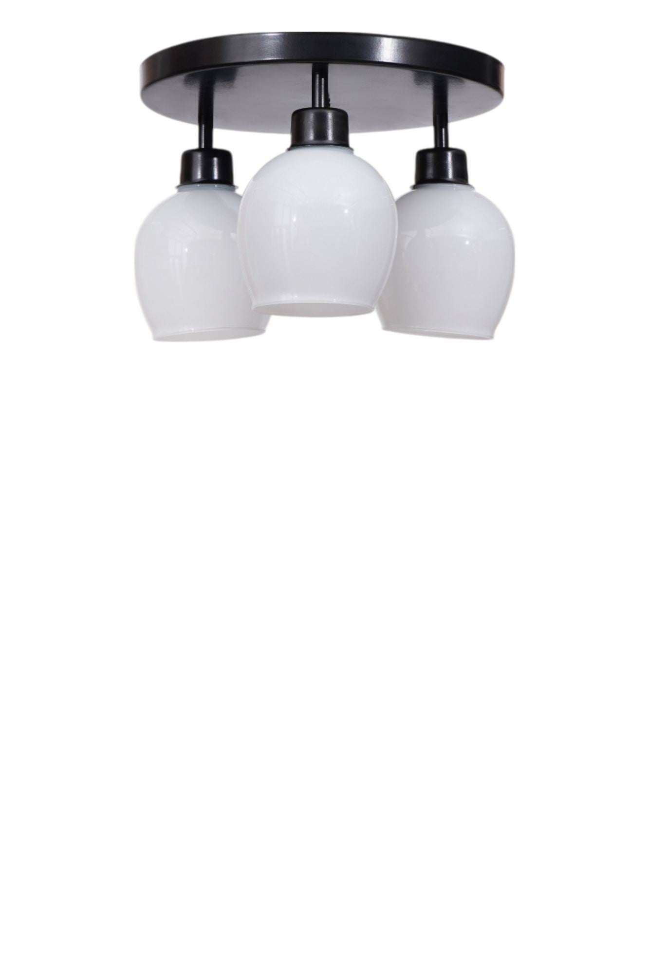 Candeeiro de Teto – 21 cm – Branco e Preto – Metal e Vidro