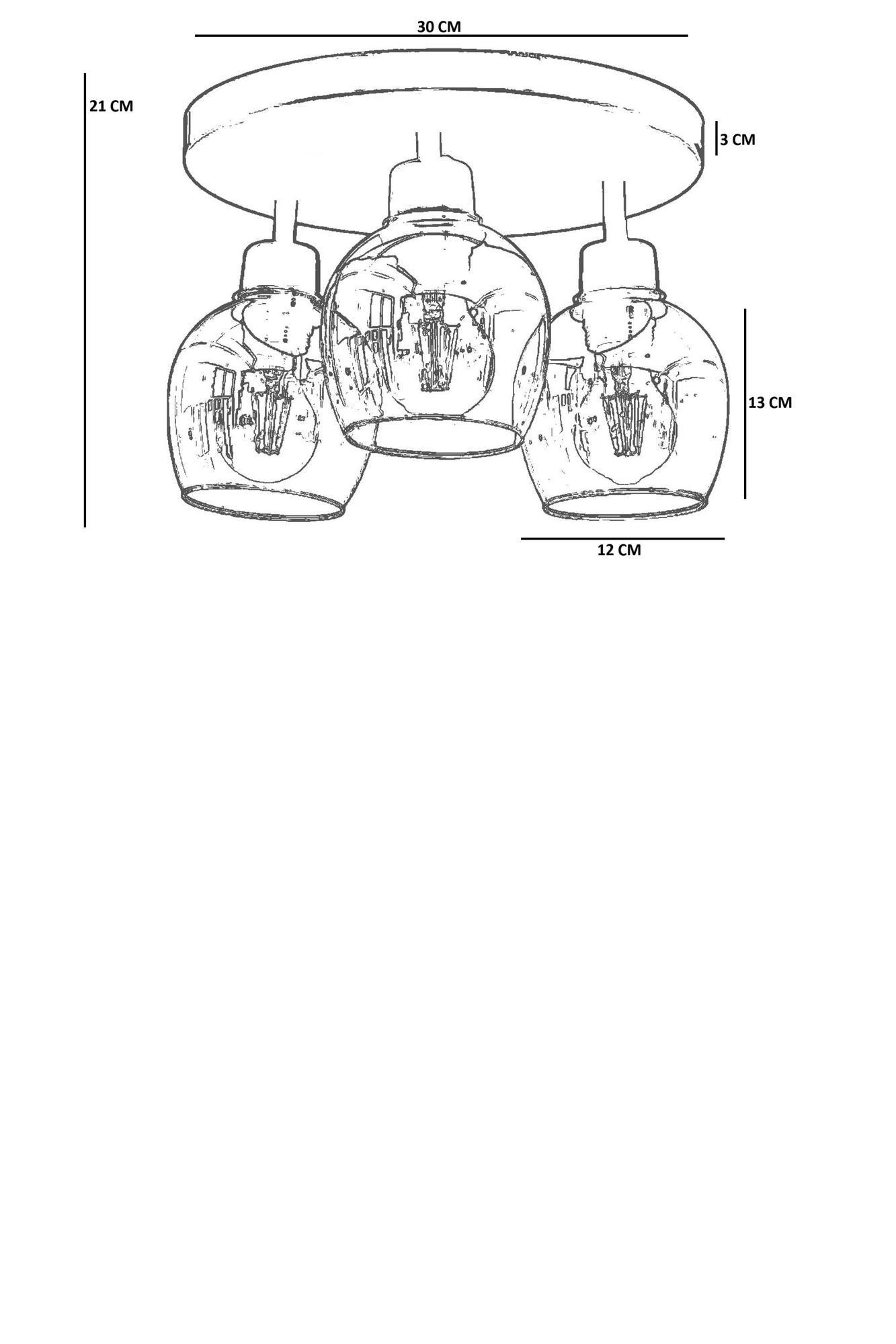 Candeeiro de Teto – 21 cm – Branco e Preto – Metal e Vidro