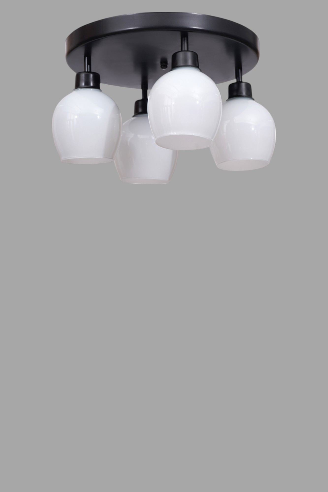 Candeeiro de Teto – Ø12 h:13 cm – Branco e Preto – Metal e Vidro