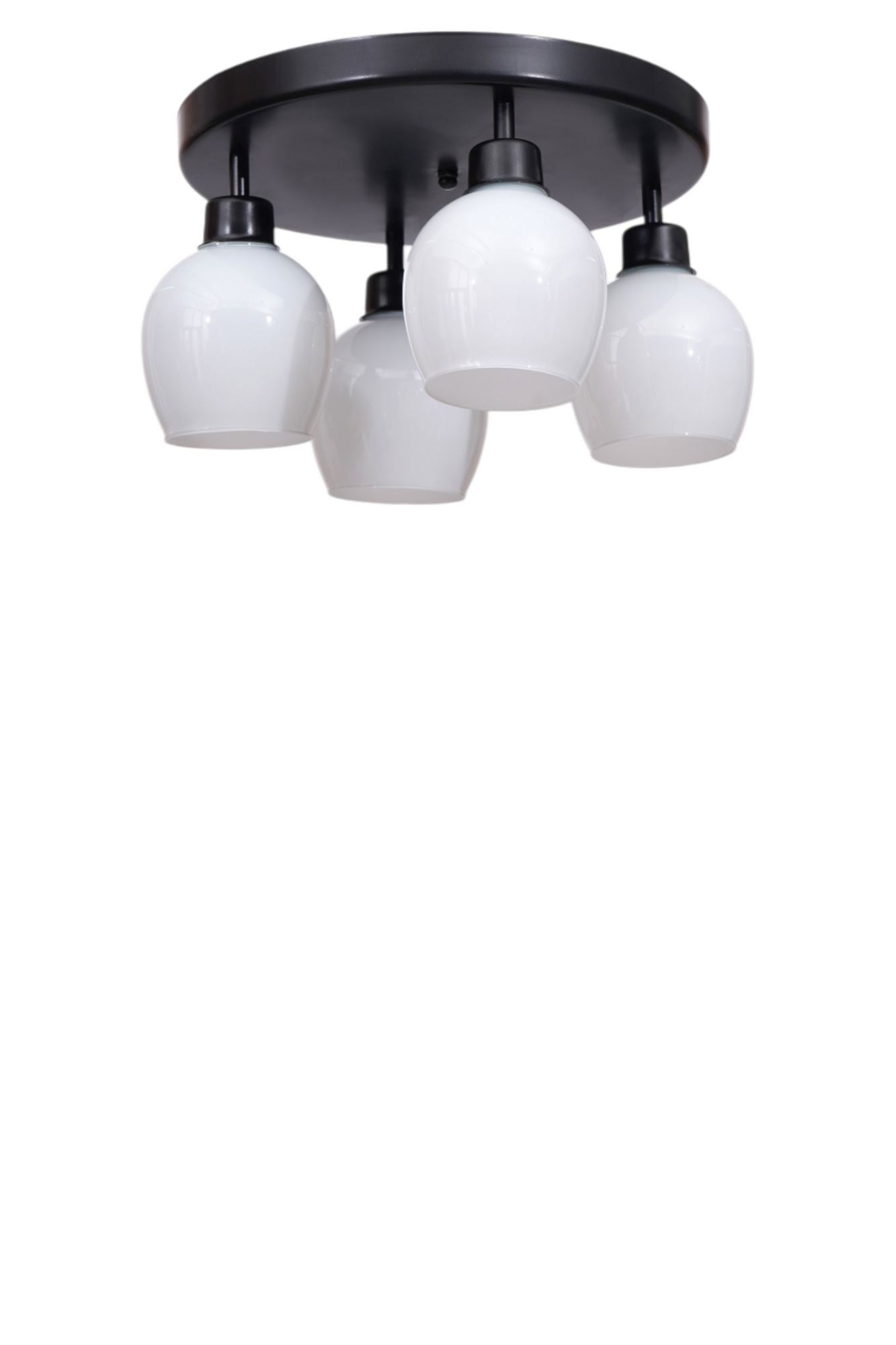 Candeeiro de Teto – Ø12 h:13 cm – Branco e Preto – Metal e Vidro