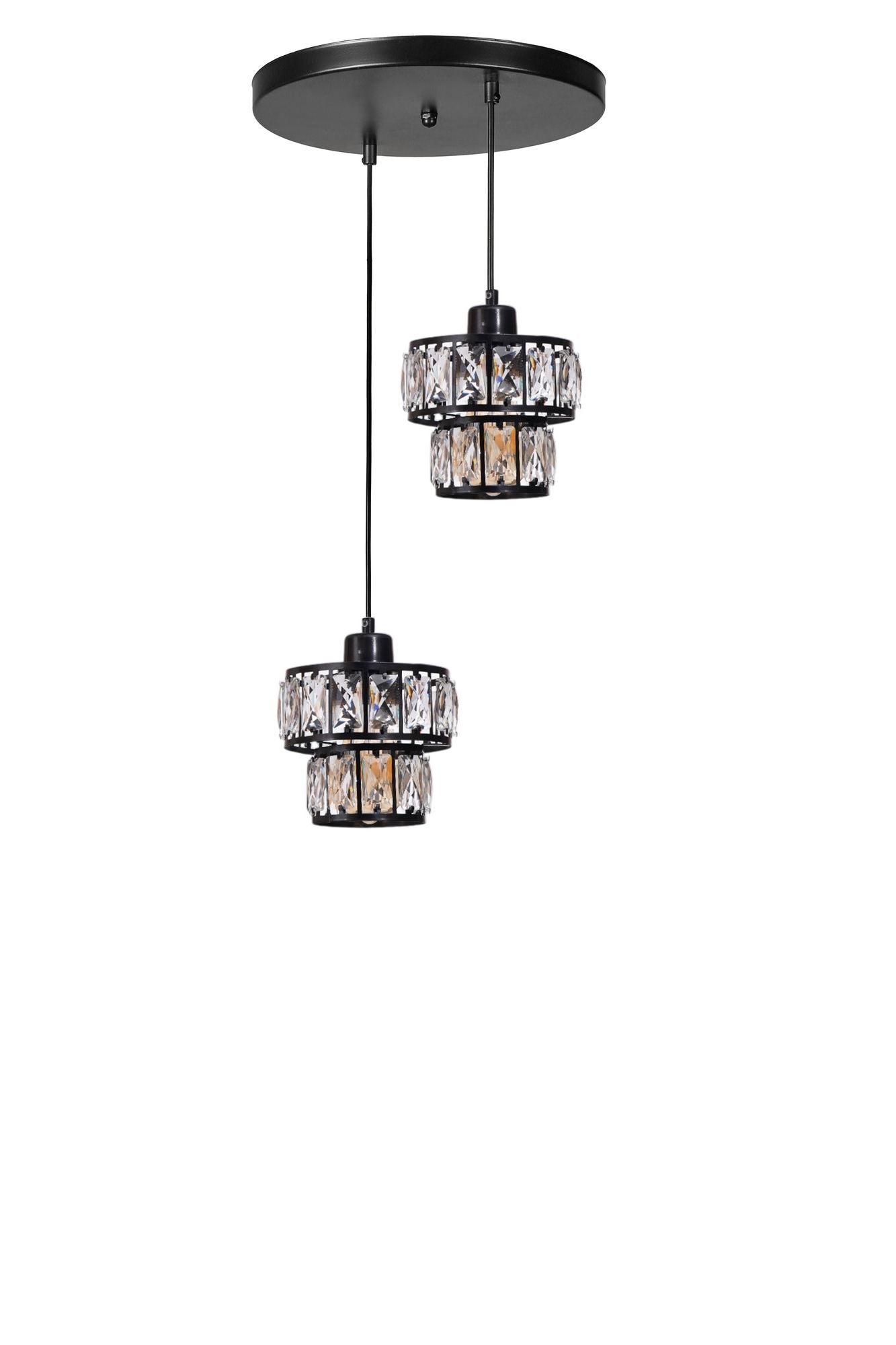 Candeeiro de Teto – 80 cm – Preto – Metal e Vidro