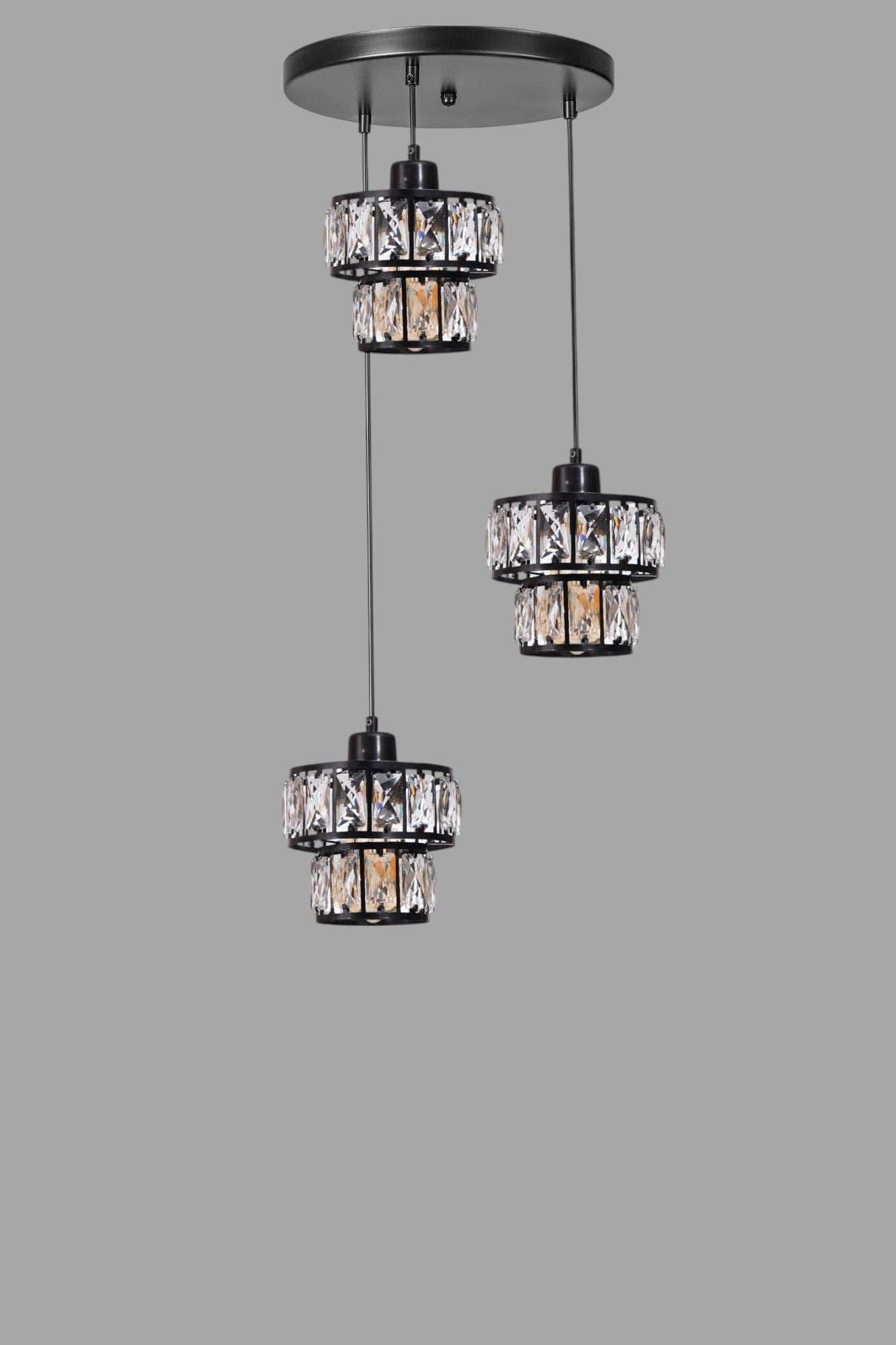 Candeeiro de Teto – 80 cm – Preto – Metal com Vidro