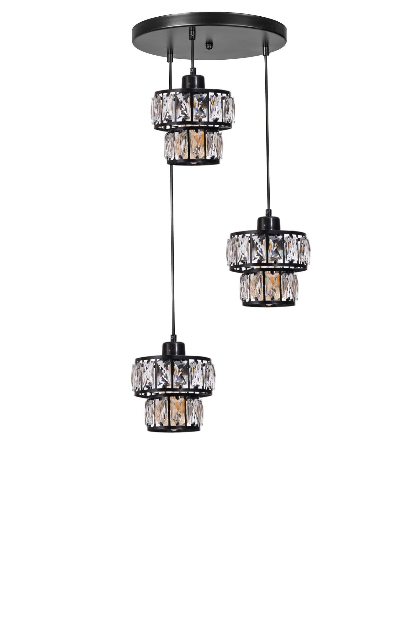 Candeeiro de Teto – 80 cm – Preto – Metal com Vidro