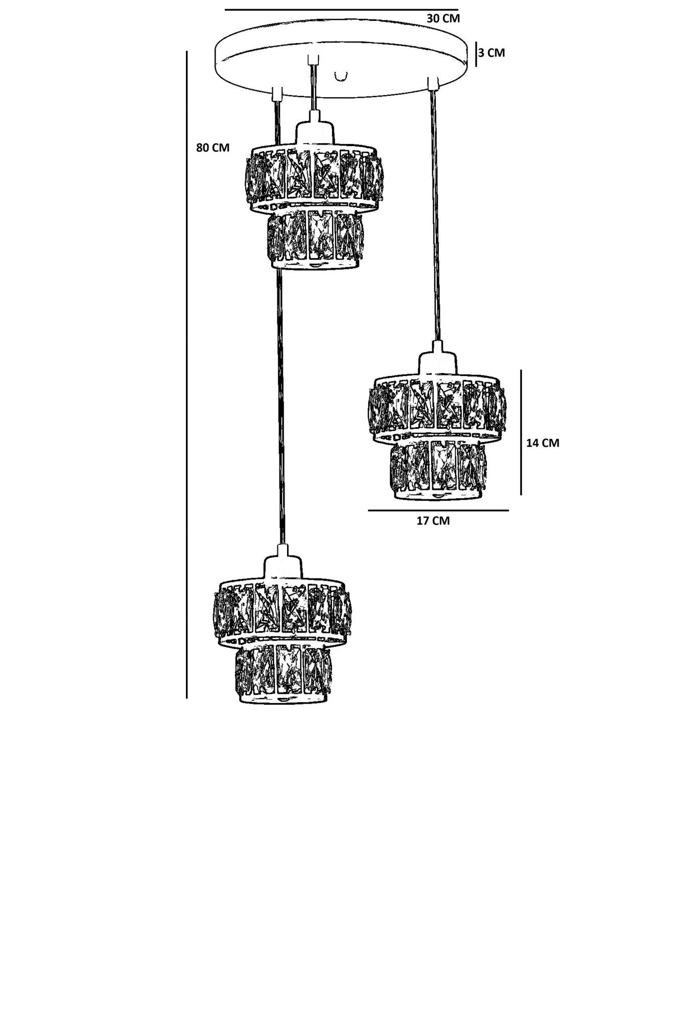Candeeiro de Teto – 80 cm – Preto – Metal com Vidro