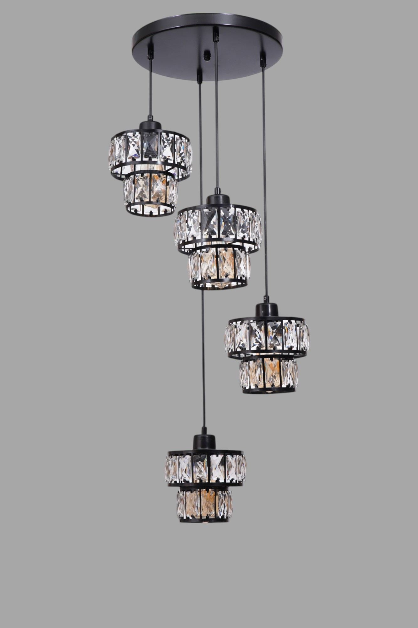 Candeeiro de Teto – Ø17 cm – Preto – Metal e Vidro