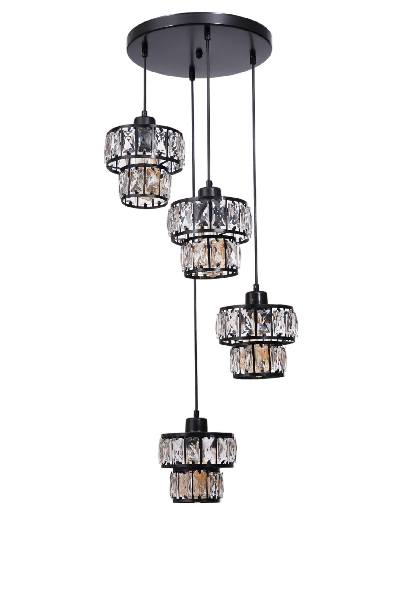 Candeeiro de Teto – Ø17 cm – Preto – Metal e Vidro