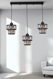 Candeeiro de Teto – 80 cm – Preto – Metal e vidro