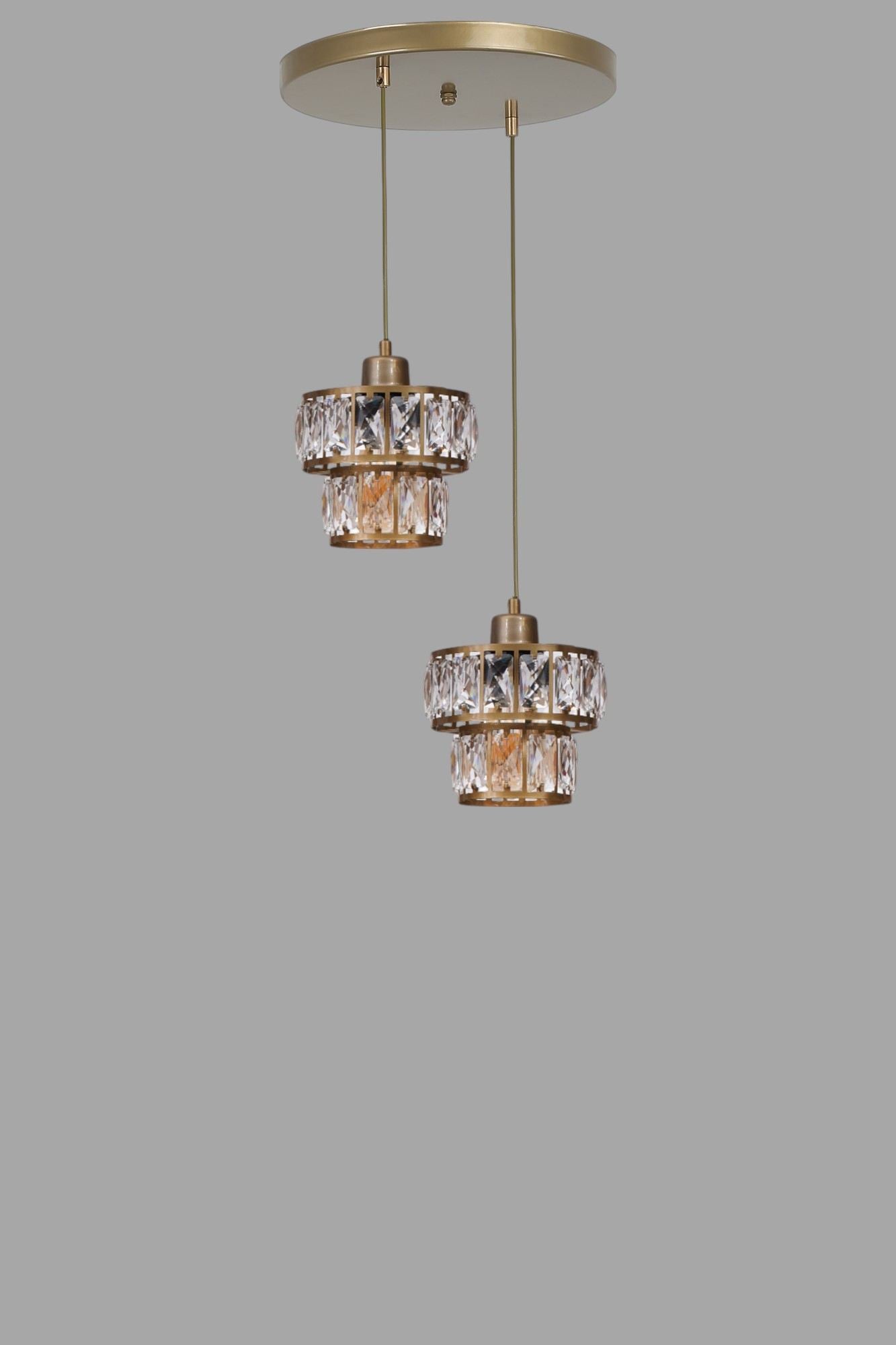 Candeeiro de Teto – 80 cm – Dourado – Metal com Vidro