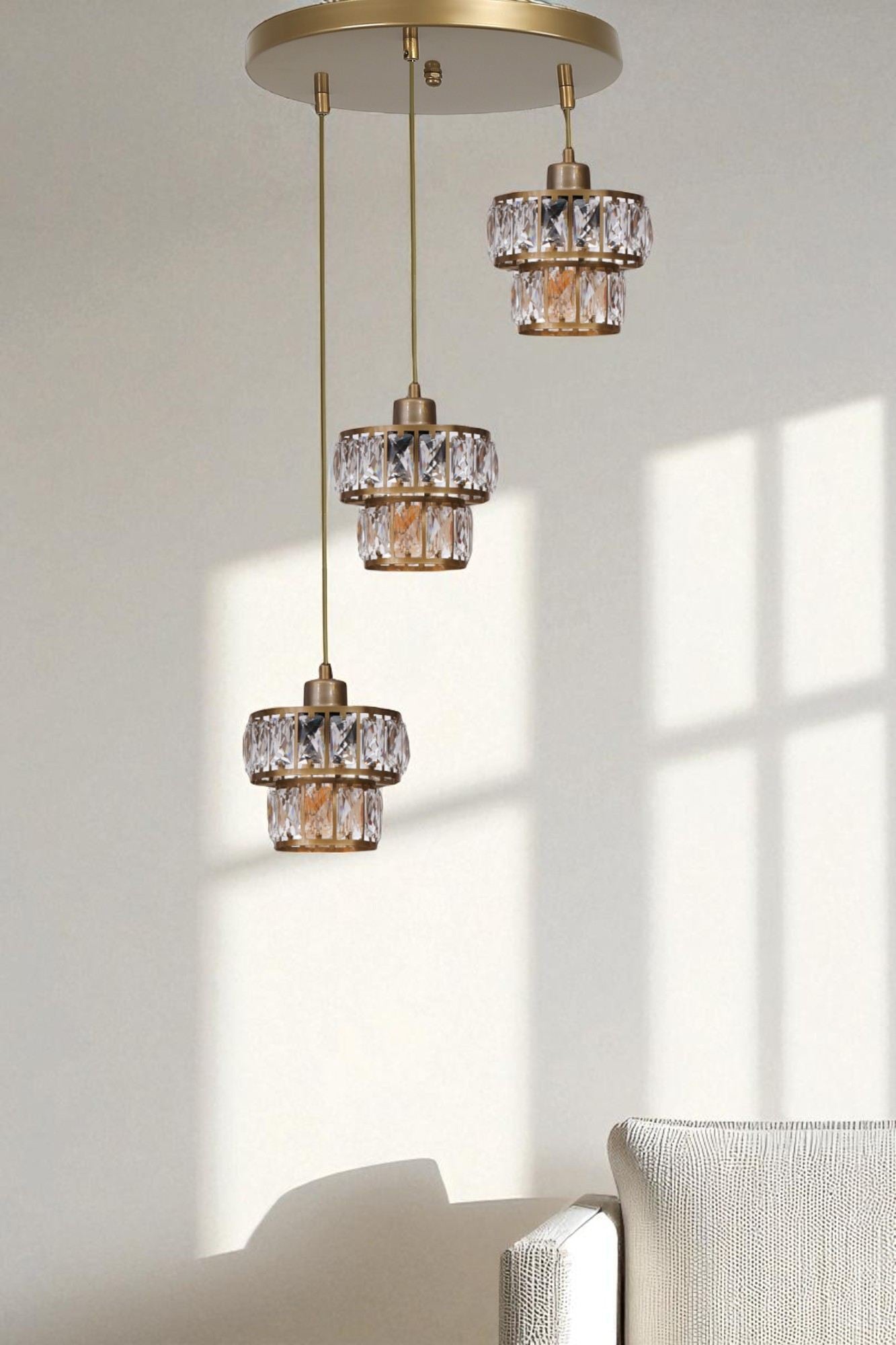 Candeeiro de Teto - Ø17 h:14 cm - Dourado - Metal e vidro