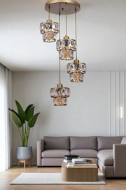 Candeeiro de Teto – 80 cm – Dourado – Metal e vidro